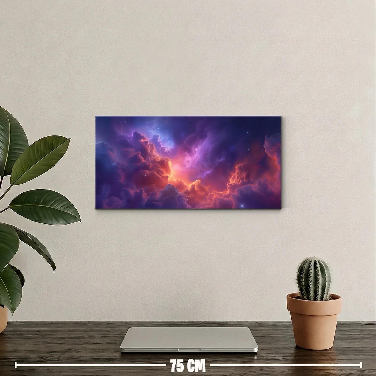 Cuadro nubes tormentosas iluminadas con resplandor rosado y anaranjado — miniatura 2