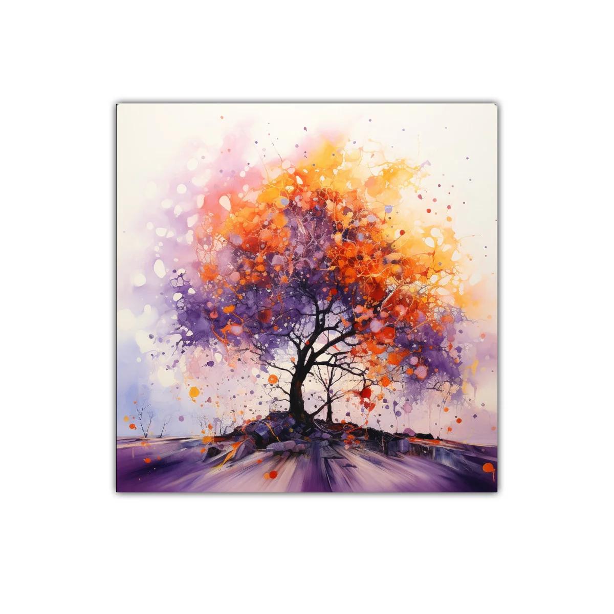 Árbol vibrante con tonos cálidos y morados en movimiento — imagen principal