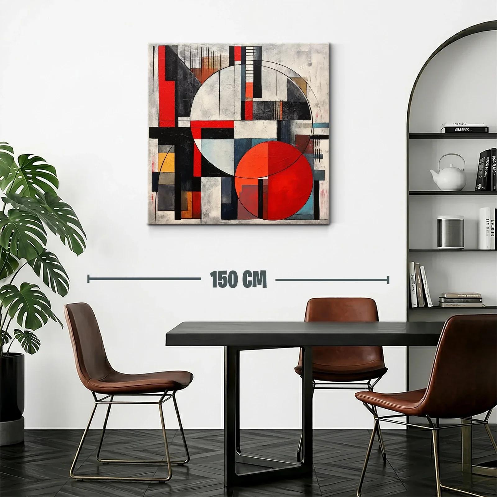 Composición geométrica con círculos y líneas en rojo y negro — miniatura 2