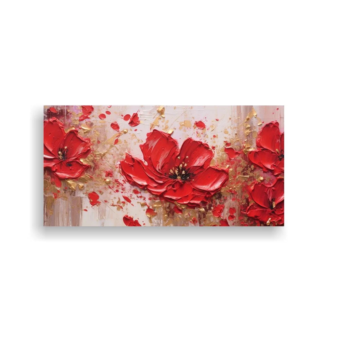 Cuadro amapolas rojas con textura dorada — imagen principal
