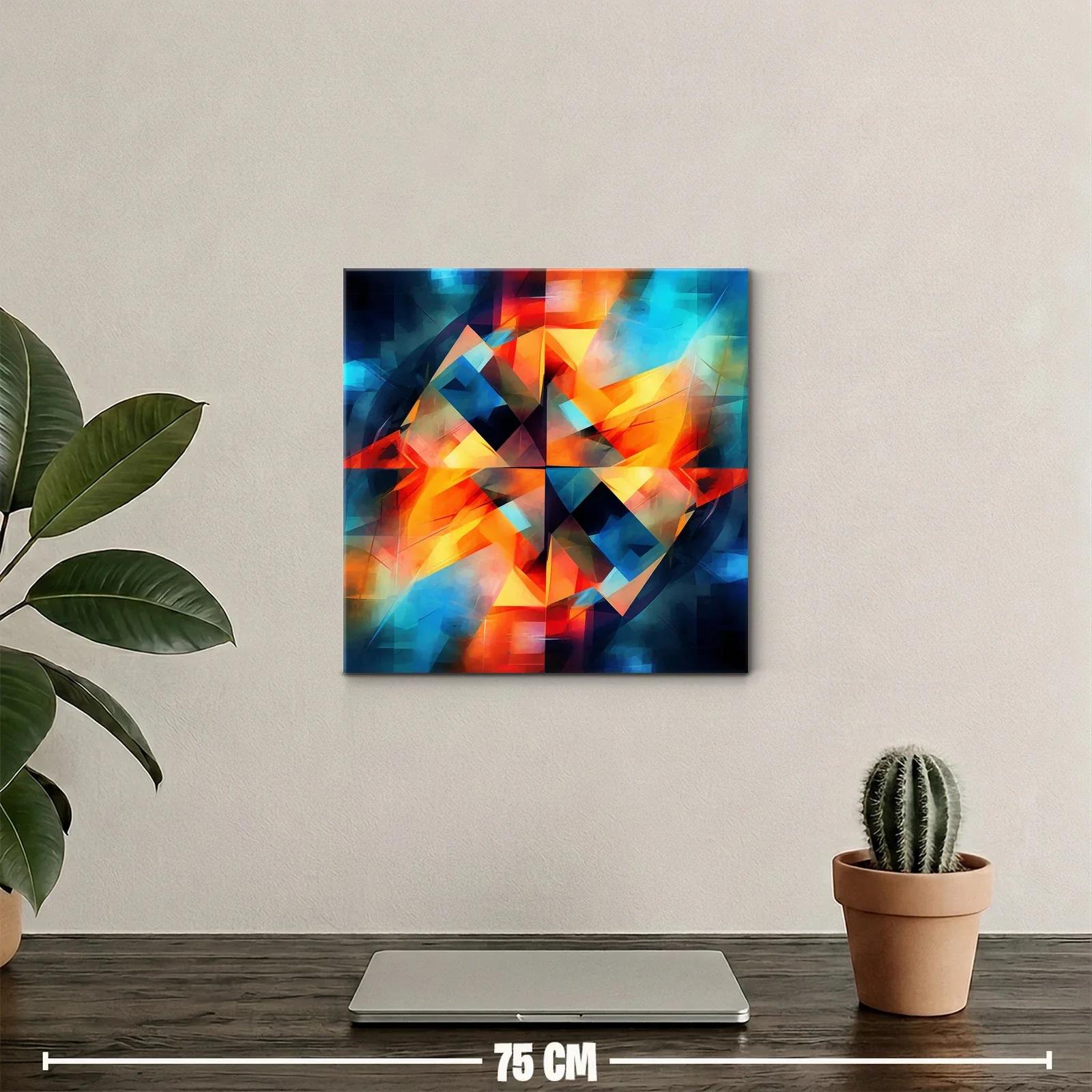 Cuadro abstracto con vibrantes tonos cálidos y fríos — miniatura 2