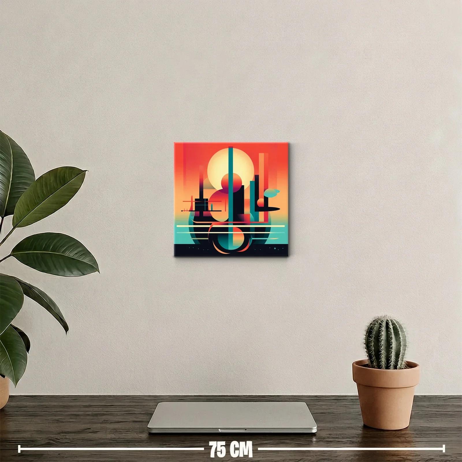 Cuadro abstracto con formas geométricas y tonos cálidos — miniatura 2