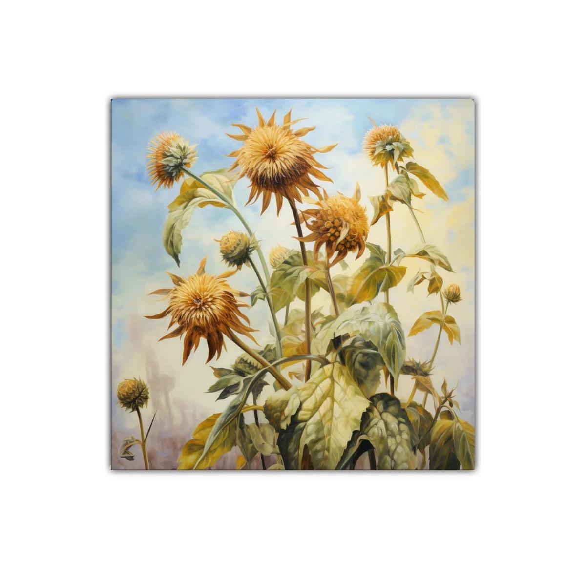 Cuadro decorativo de girasoles en tonos cálidos y suaves — imagen principal