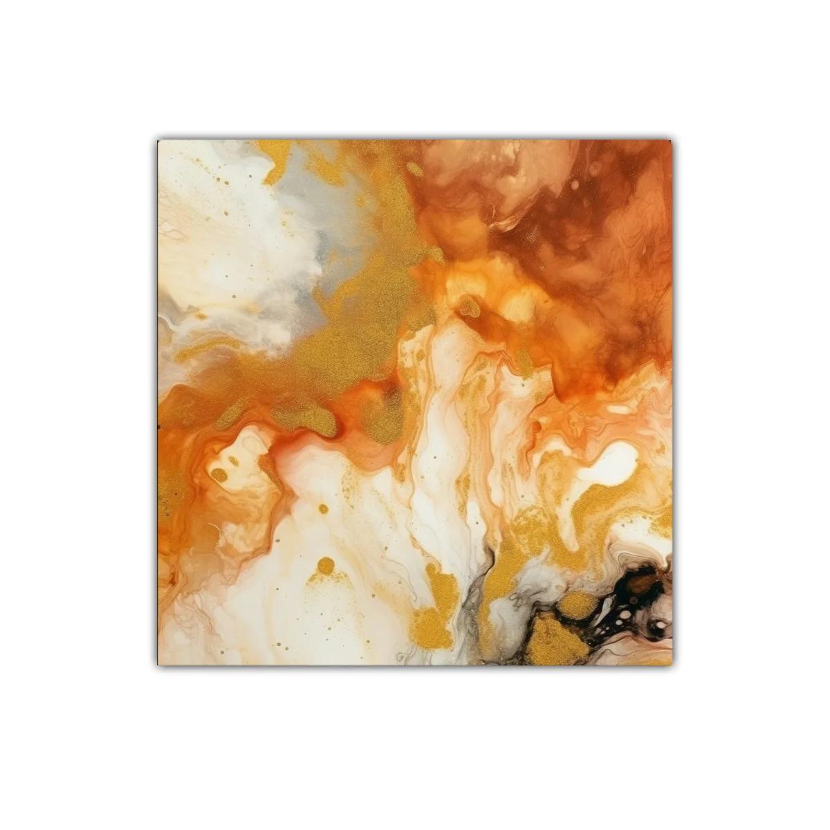 Cuadro abstracto con tonos cálidos y dorados