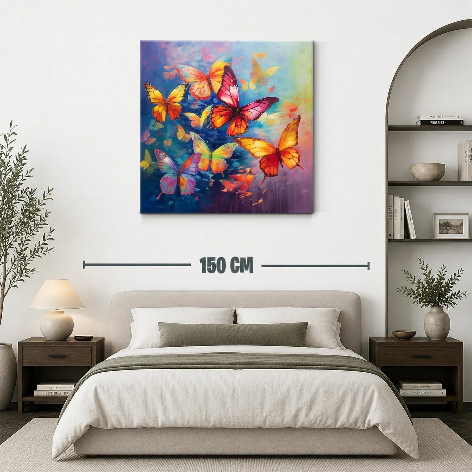 Mariposas vibrantes en vuelo sobre fondo azul y cálido — miniatura 3