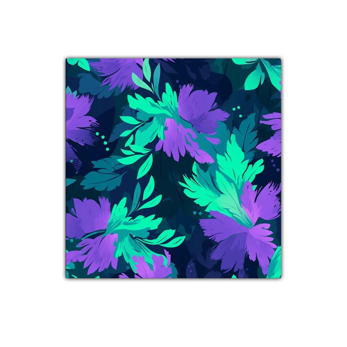 Cuadro Floral Vibrante en Tonos Morados y Verdes — imagen principal