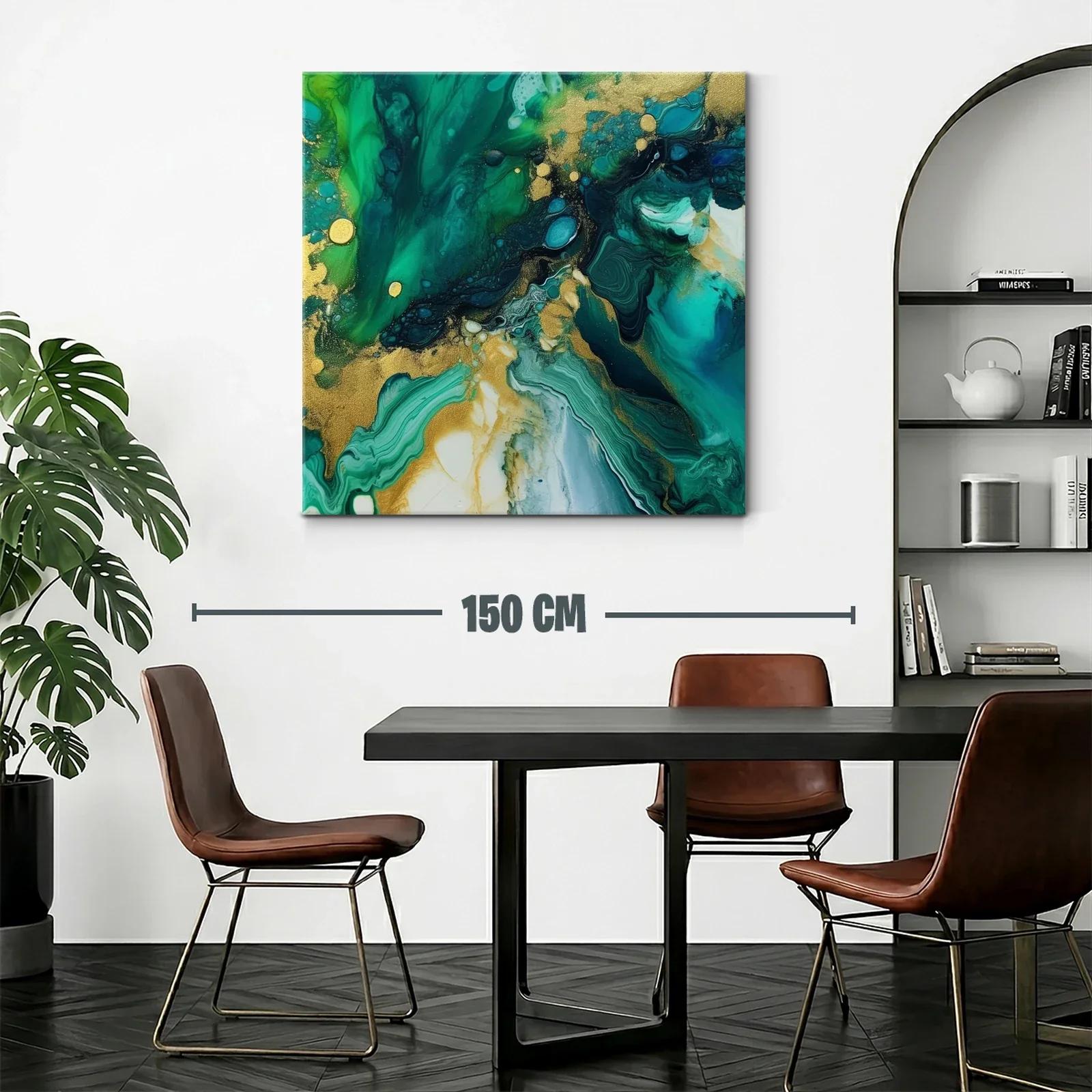 Arte abstracto en tonos verdes y dorados vibrantes — miniatura 2