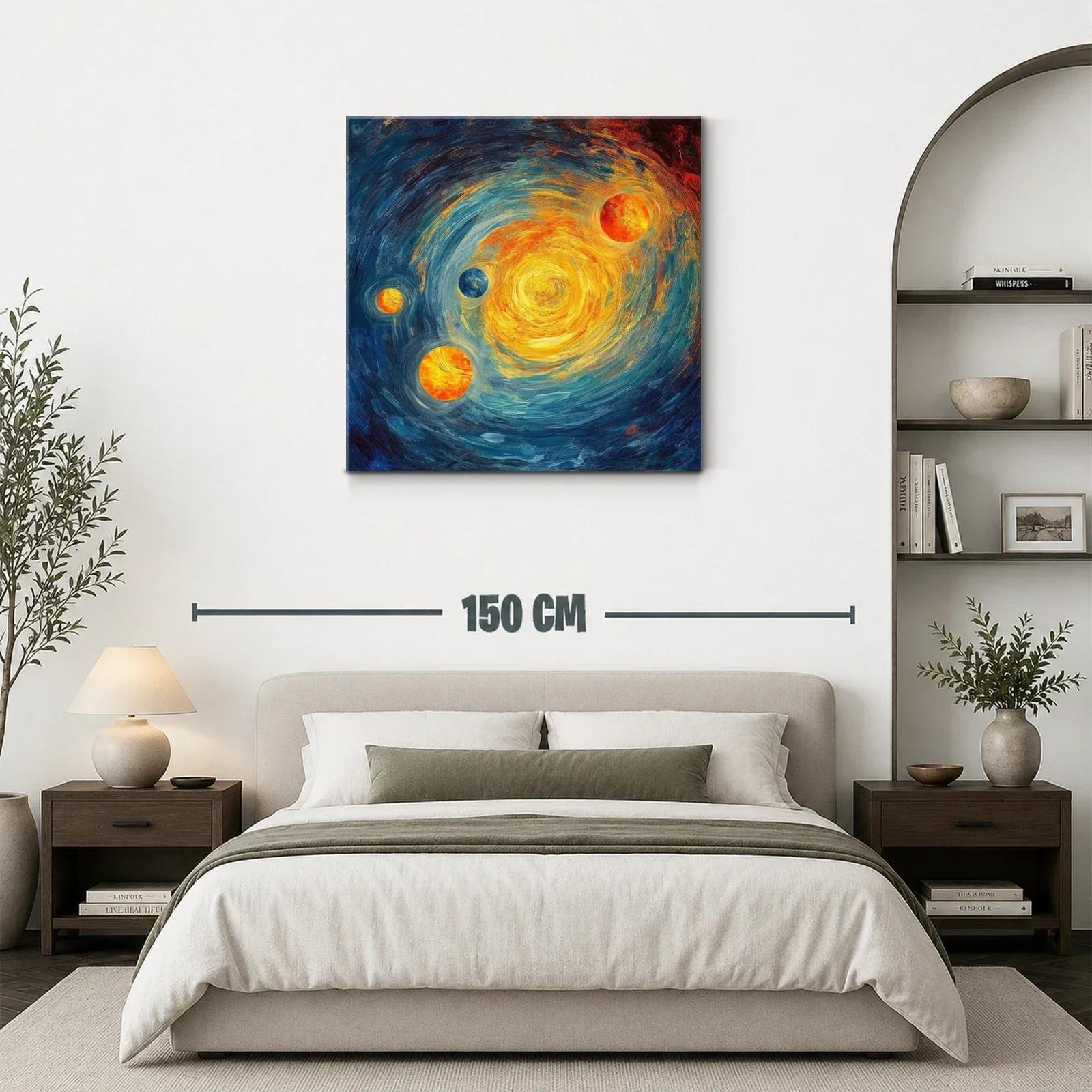 Galaxia vibrante con planetas iluminados y remolinos cósmicos — miniatura 3