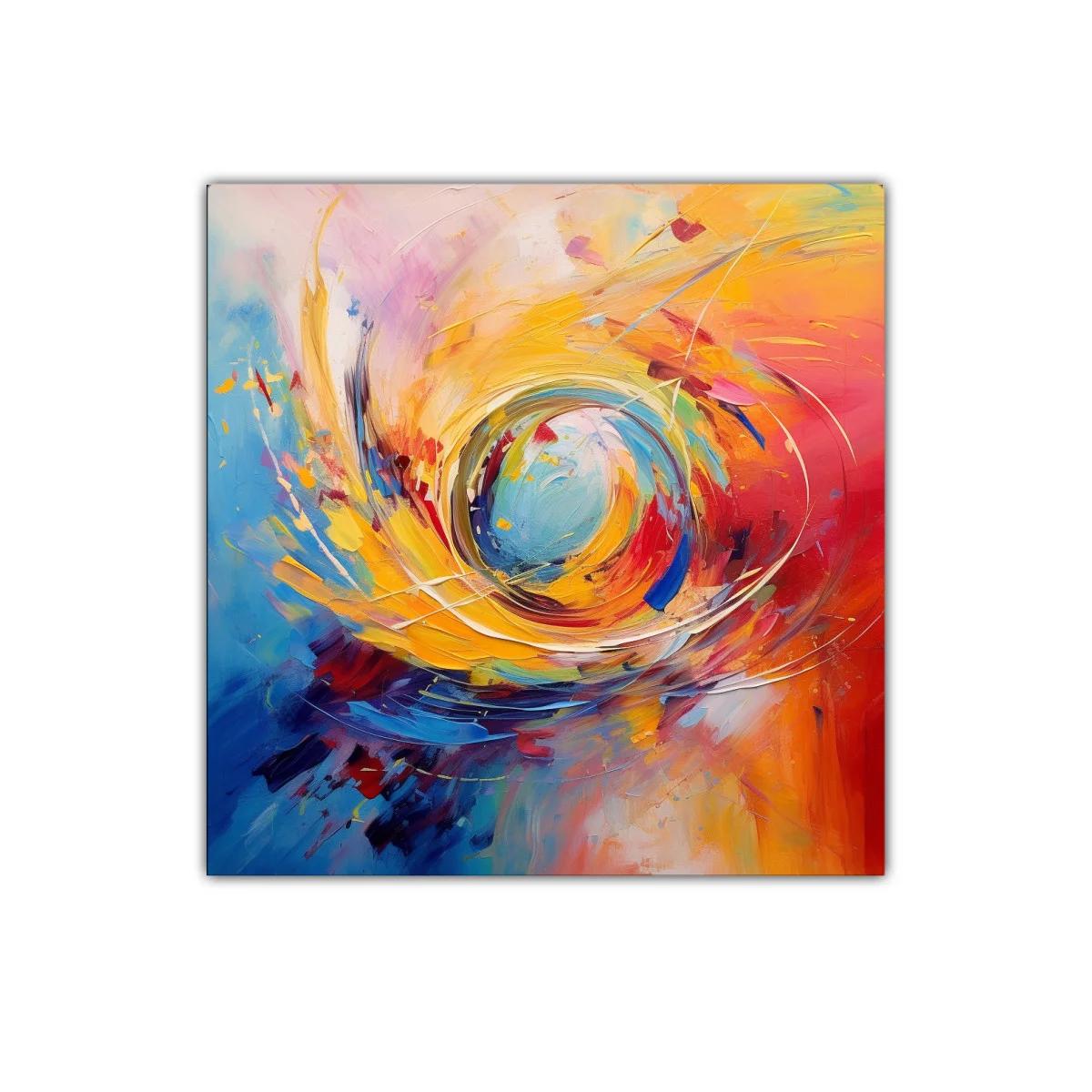 Cuadro abstracto con remolino de colores vibrantes