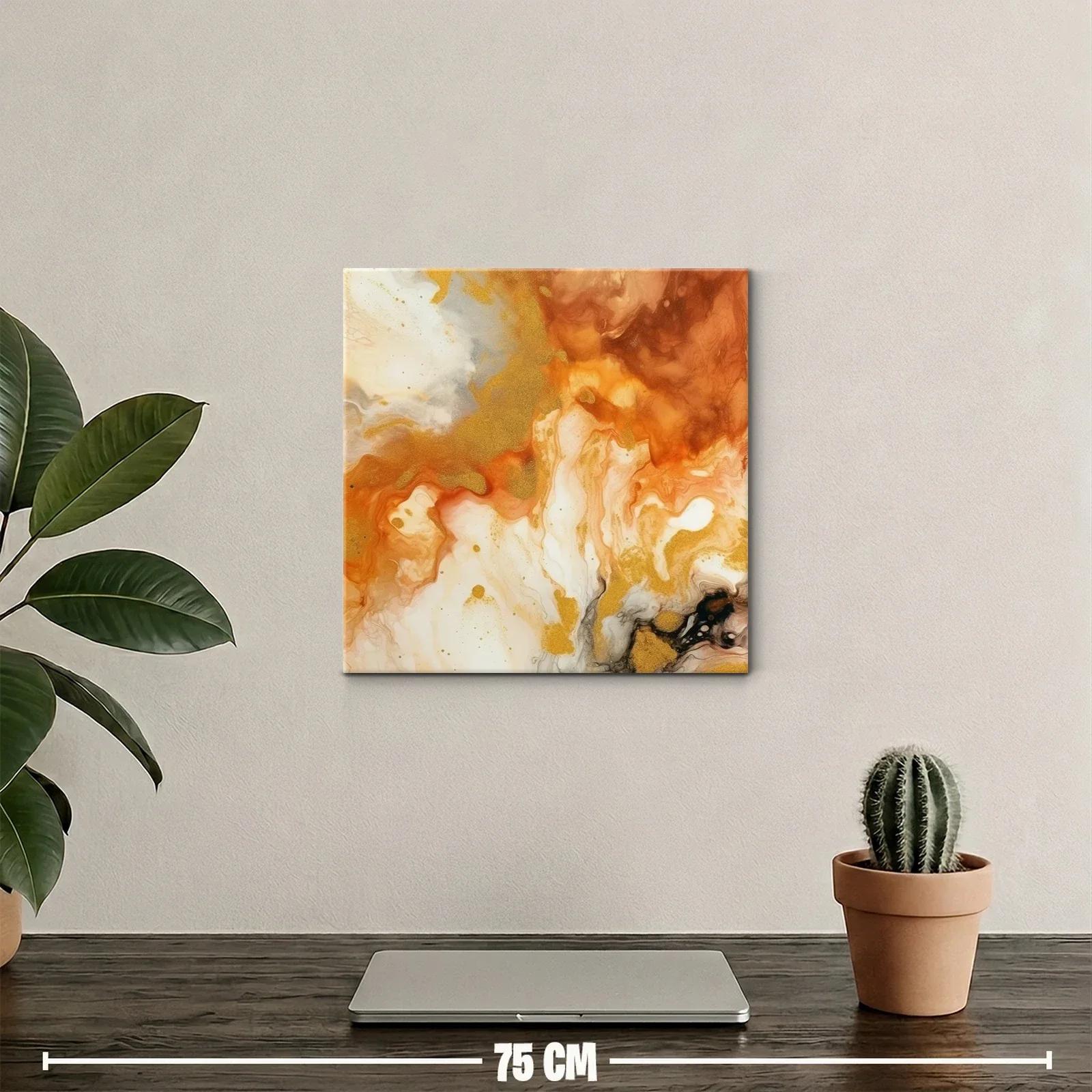 Cuadro abstracto con tonos cálidos y dorados — miniatura 2
