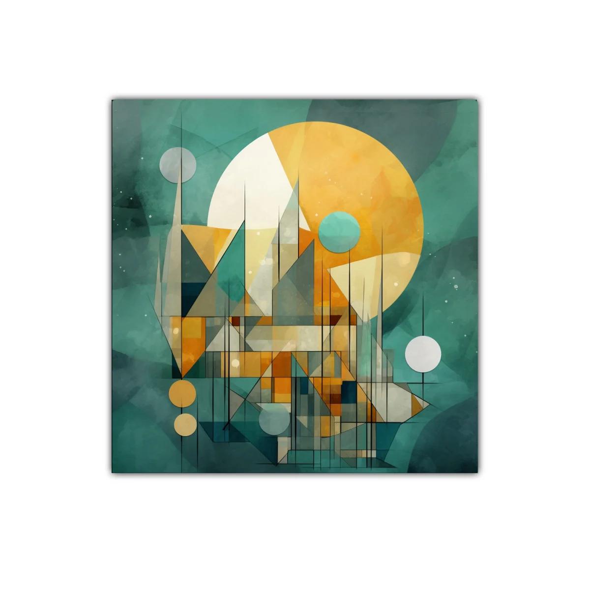 Composición geométrica en tonos dorados y verdes — imagen principal