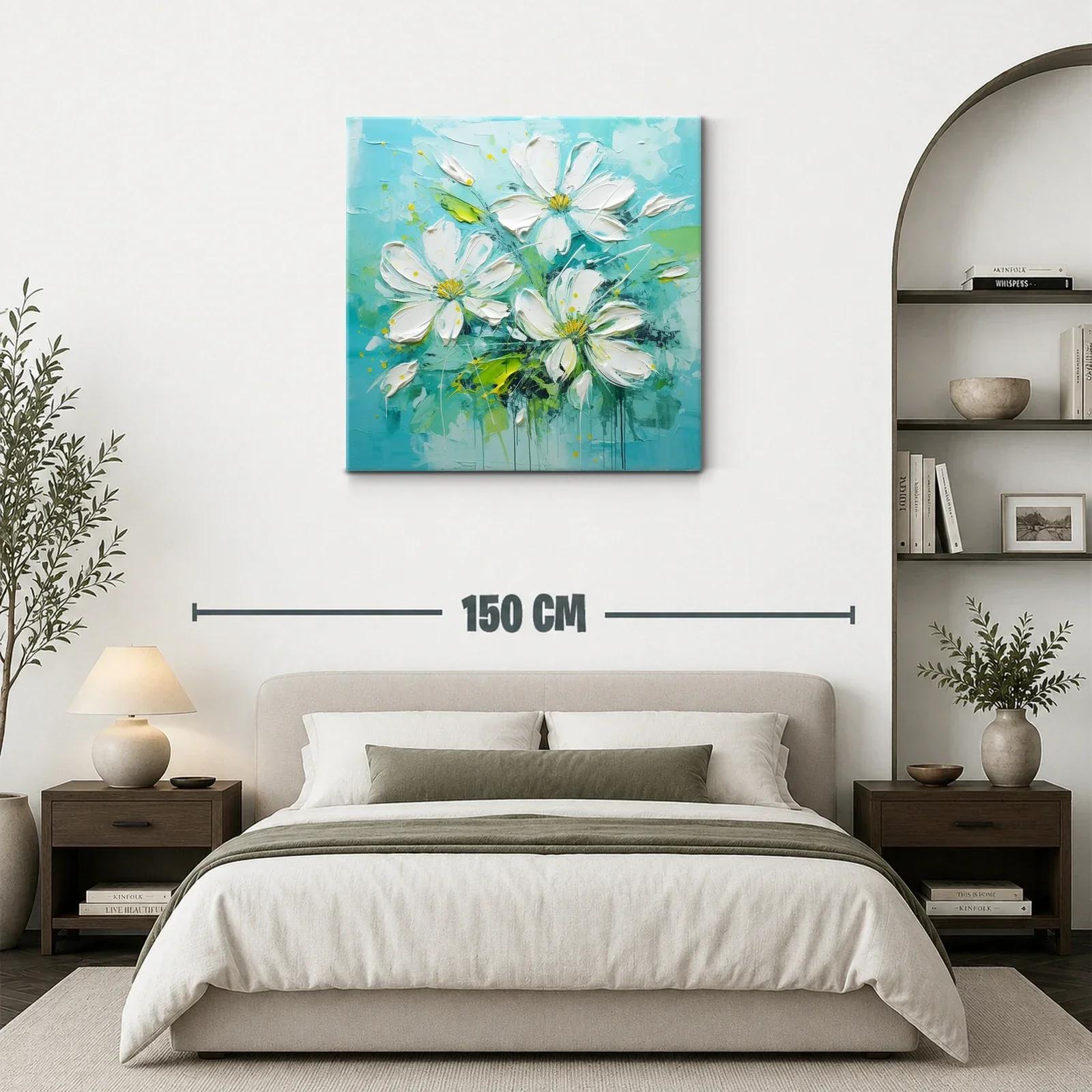 Flores blancas sobre fondo turquesa vibrante — miniatura 3
