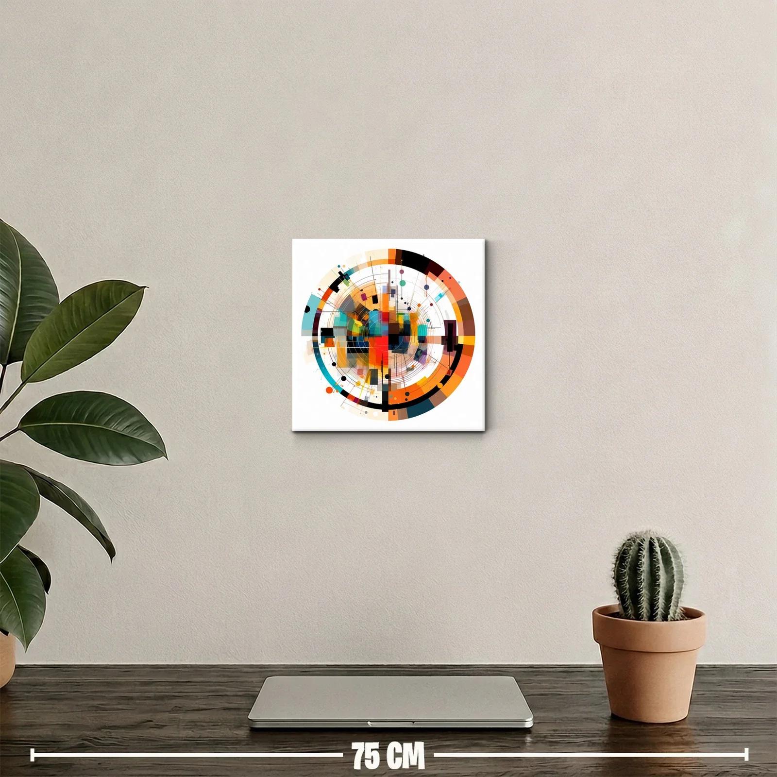 Cuadro abstracto circular con vibrantes colores y geometría — miniatura 2