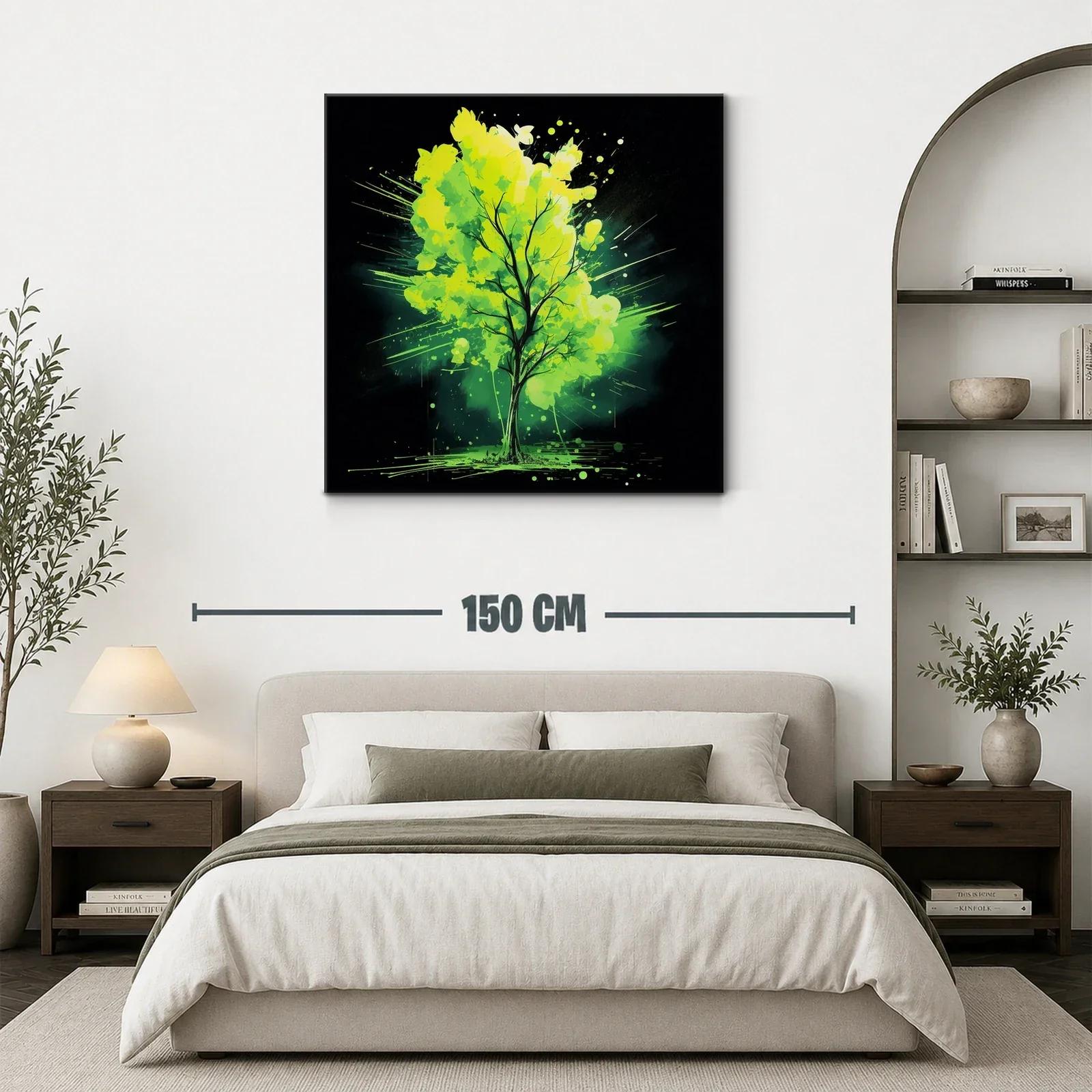 Cuadro vibrante de árbol con tonos verdes y negros — miniatura 3