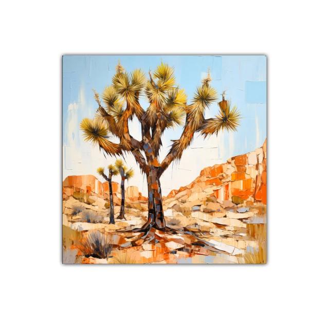 Cuadro decorativo paisaje desértico con árboles y rocas