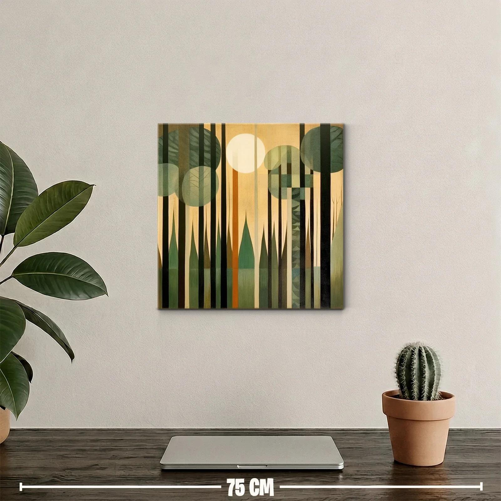 Bosque geométrico en tonos verdes y ocres cálidos — miniatura 2