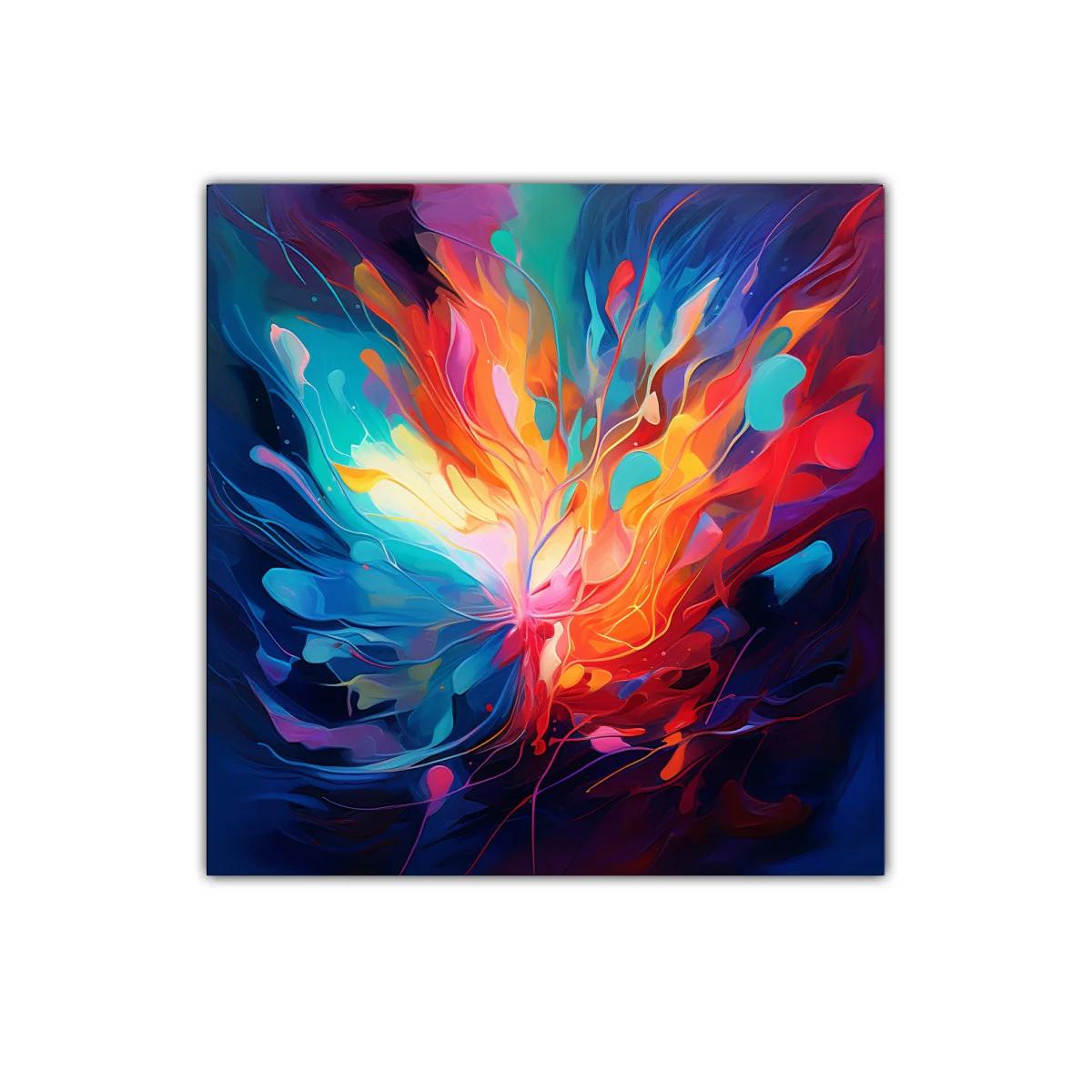 Cuadro abstracto de explosión de colores vibrantes