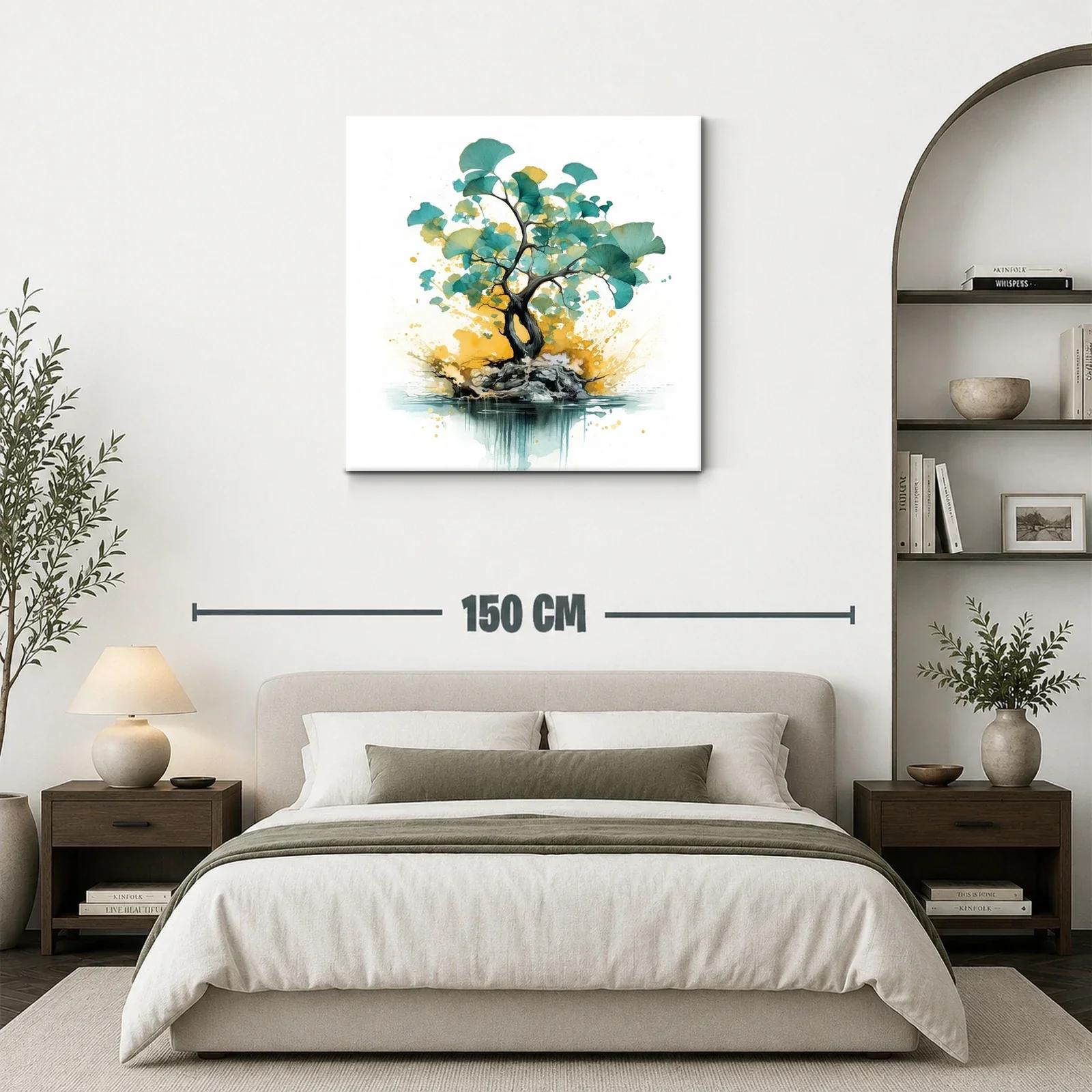Árbol abstracto con hojas en tonos azules y amarillos — miniatura 3