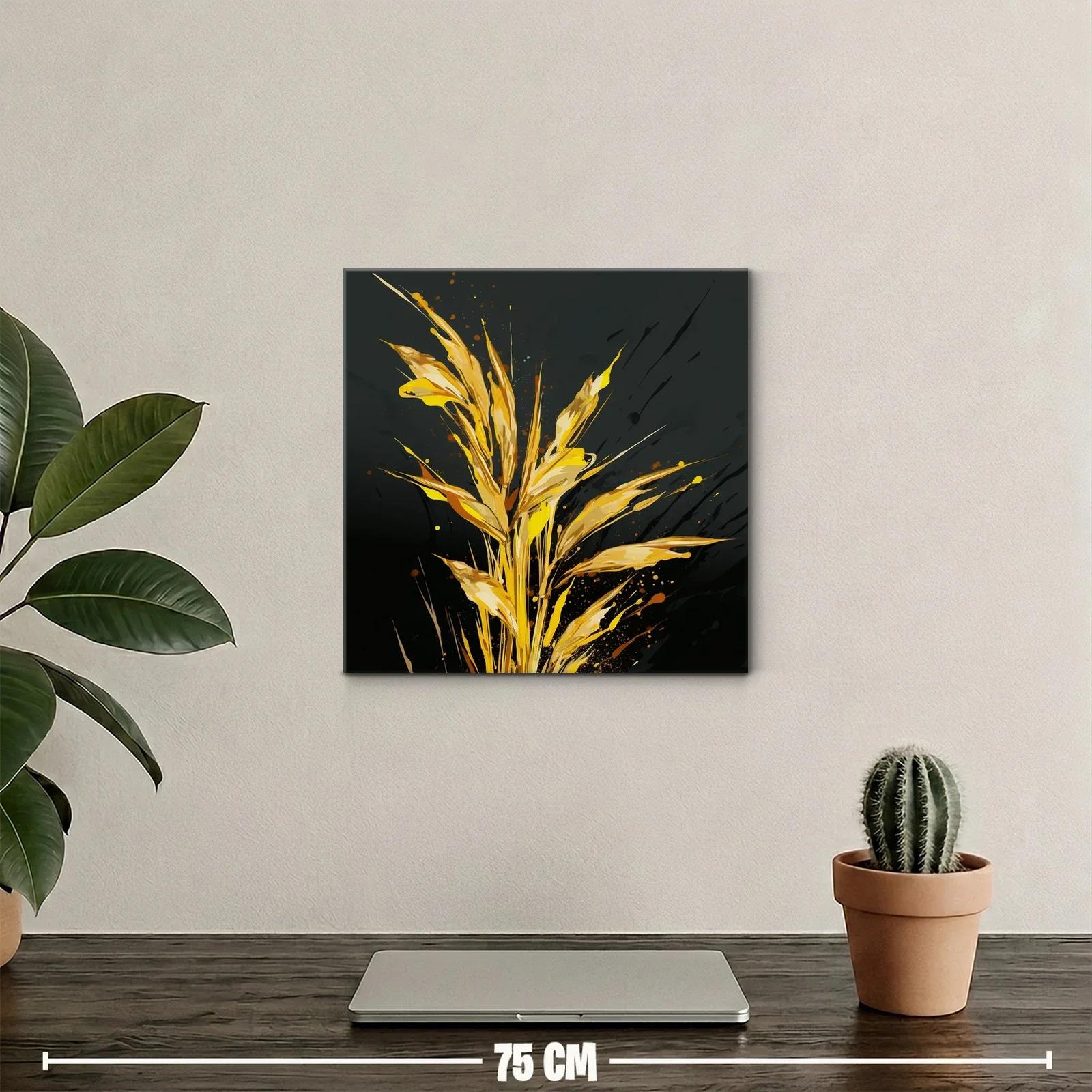 Cuadro con inspiración natural en tonos dorados y negros — miniatura 2