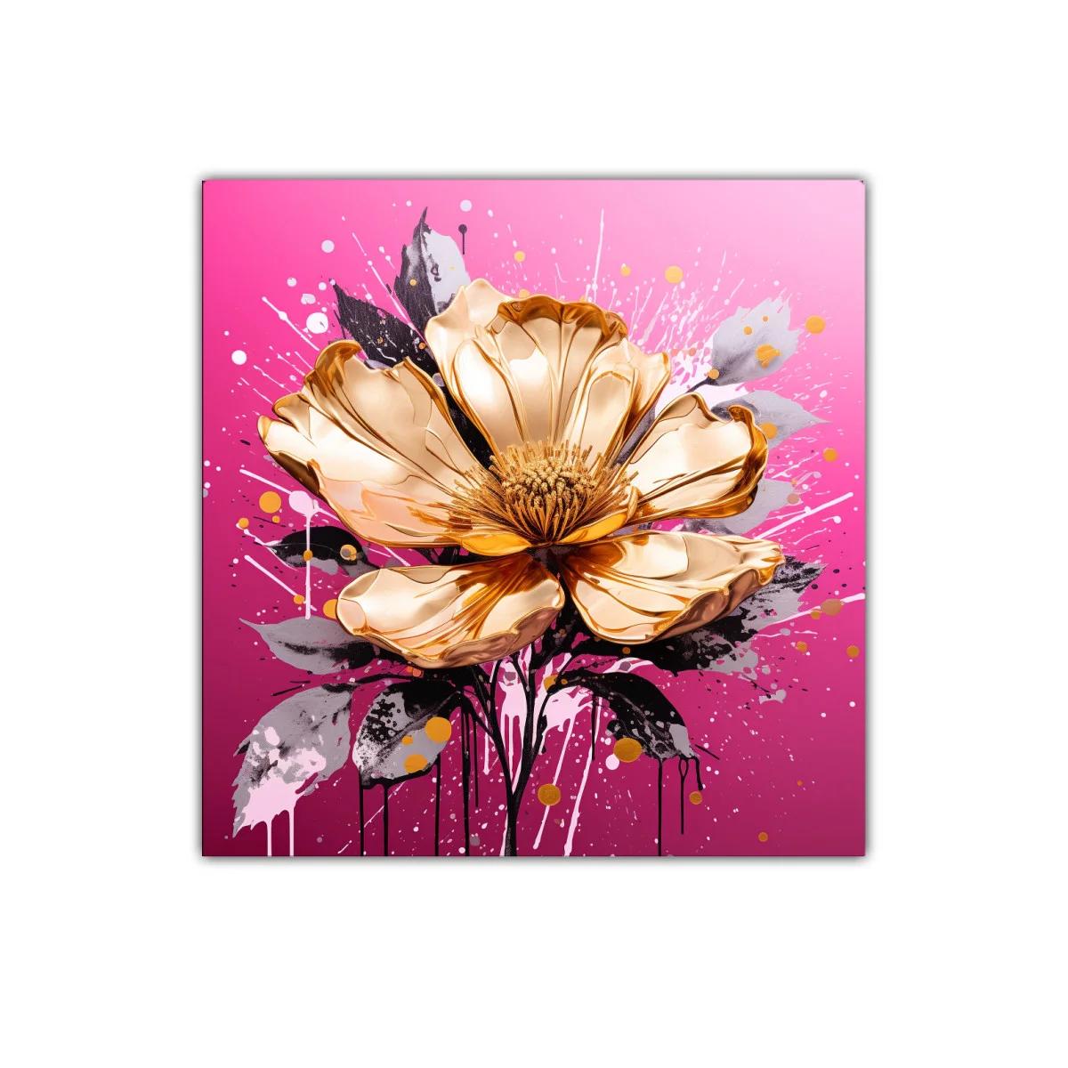 Flor dorada vibrante sobre fondo fucsia impactante — imagen principal