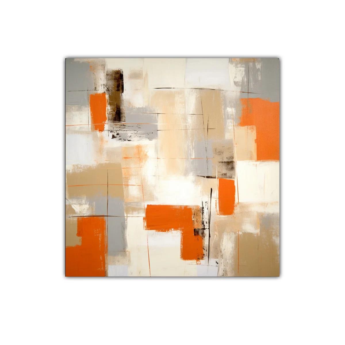 Cuadro Abstracto en Tonos Naranja y Neutros para Decorar — imagen principal