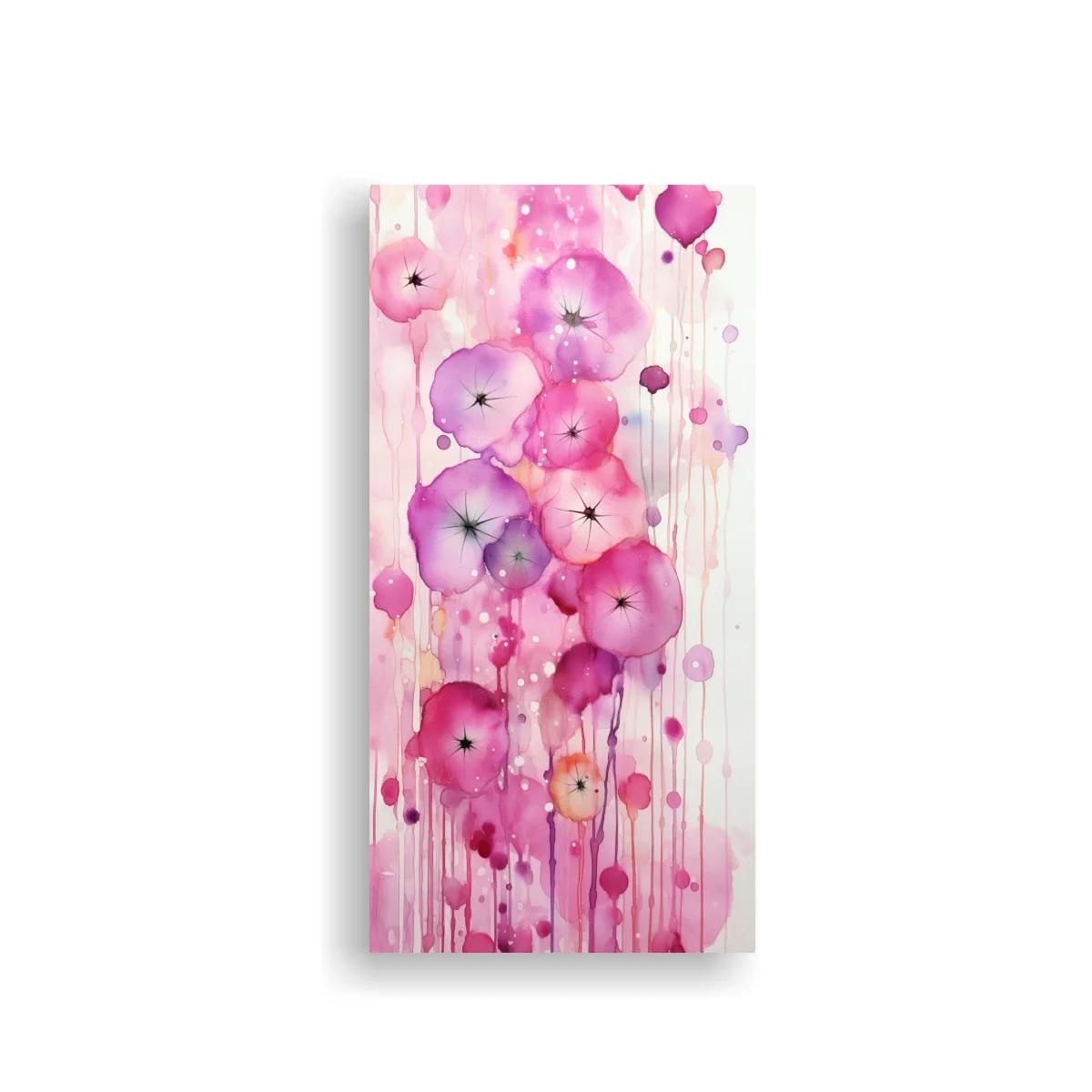 Cuadro amapolas rosadas con goteos de acuarela — imagen principal