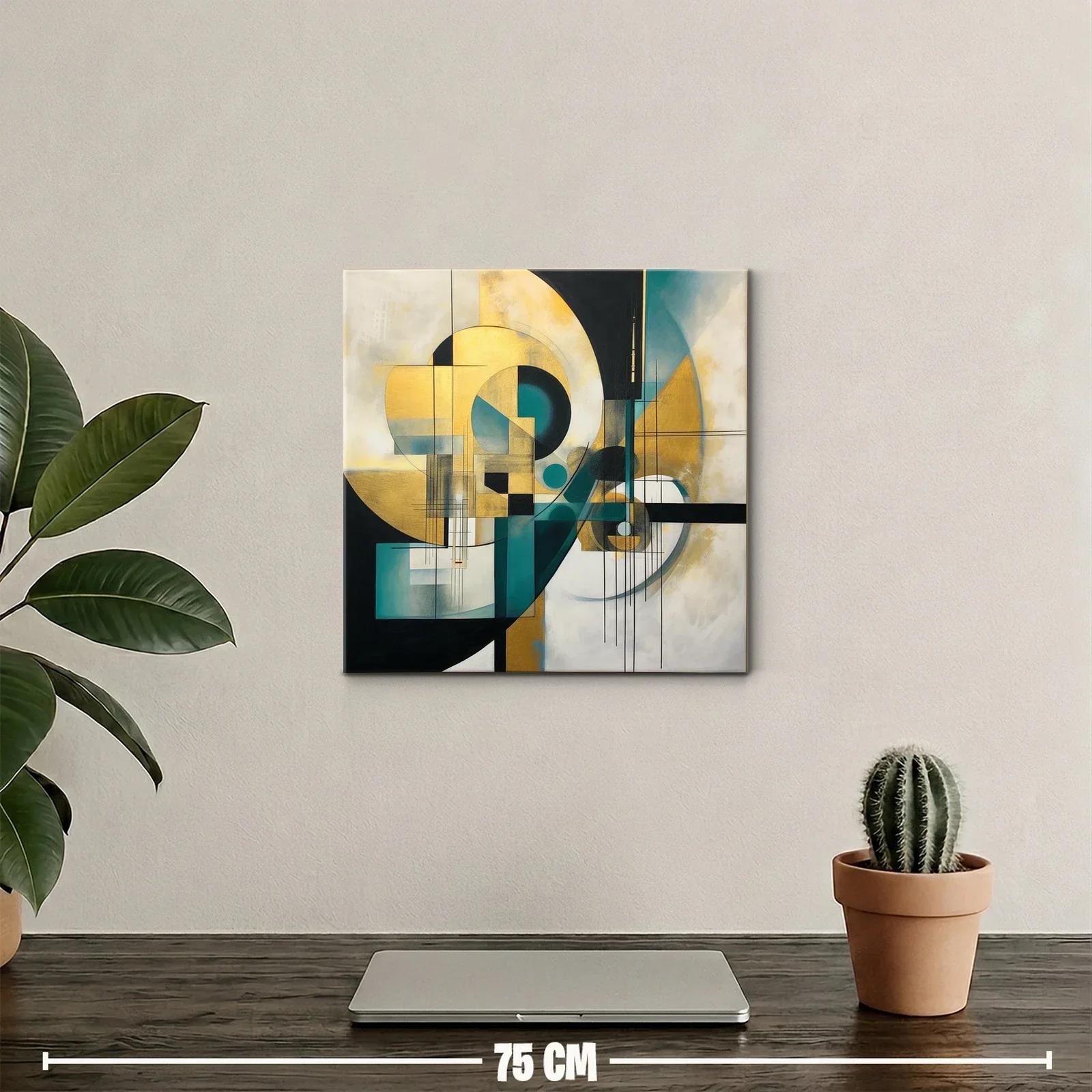 Composición abstracta en tonos oro y turquesa — miniatura 2