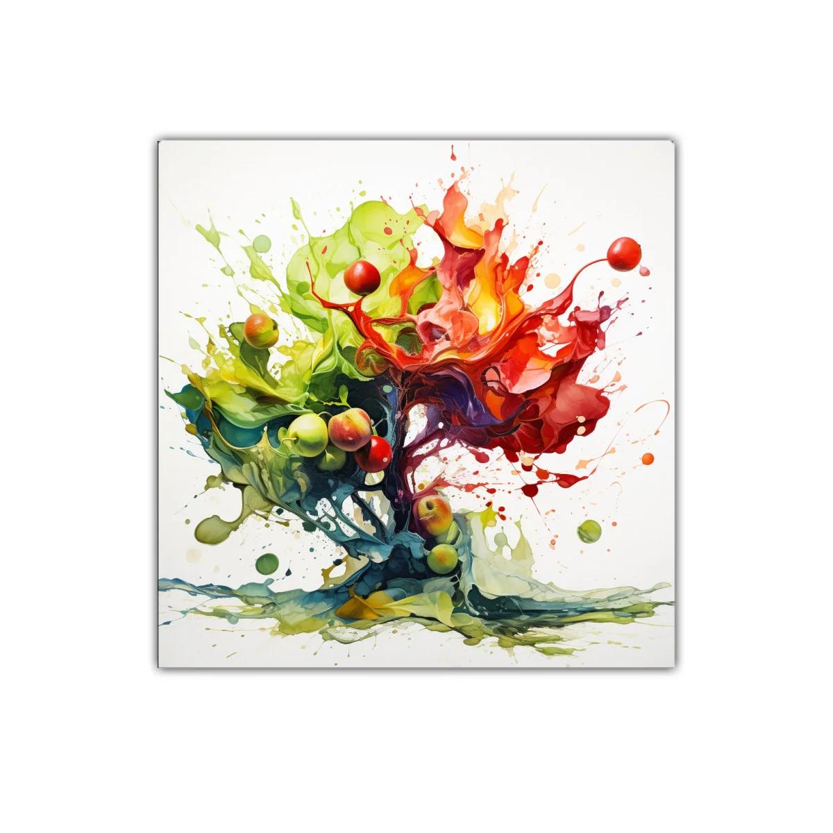 Cuadro decorativo árbol con frutas en explosión de color — imagen principal