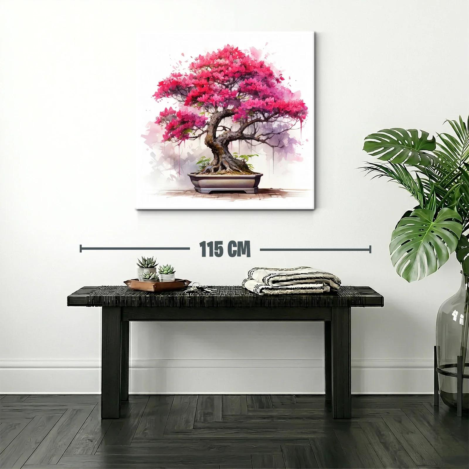 Cuadro con árbol bonsái en vibrantes tonos rosas y morados — miniatura 2
