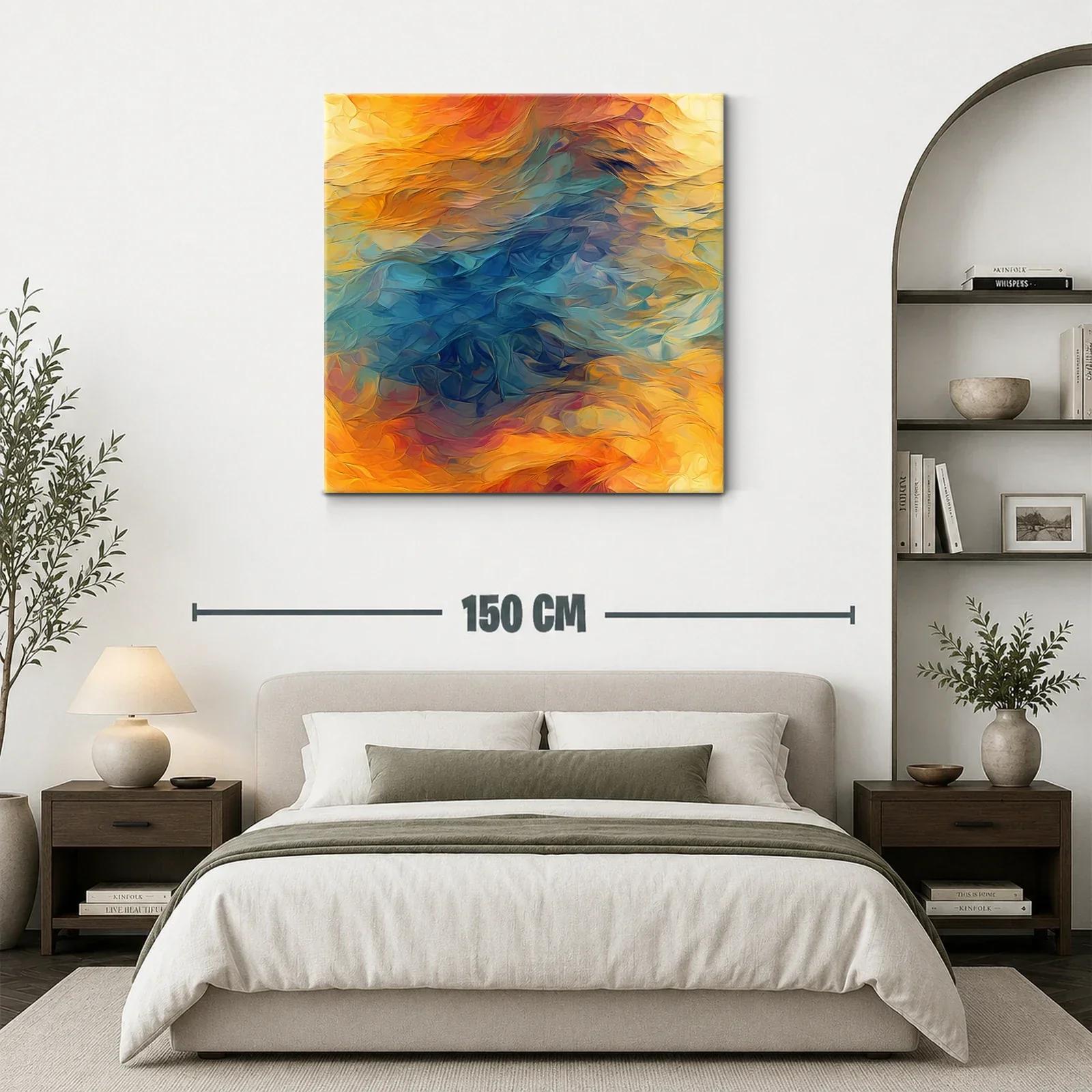 Composición abstracta con tonos cálidos y fríos vibrantes — miniatura 3
