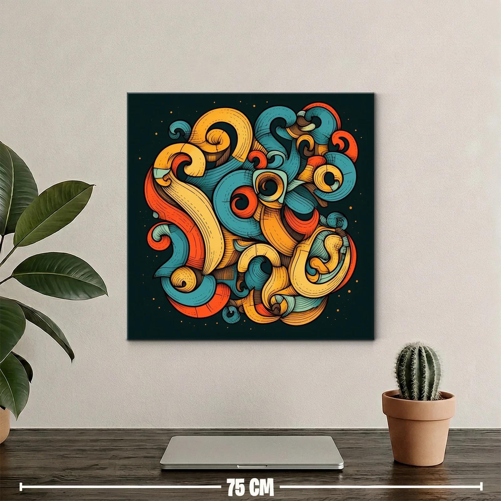 Composición abstracta en tonos vibrantes y formas ondulantes — miniatura 2