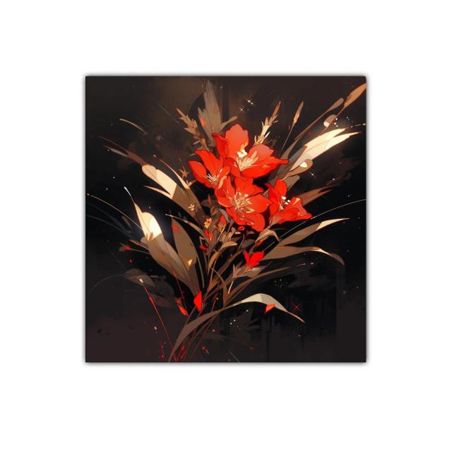 Ramo vibrante de flores rojas con fondo oscuro elegante