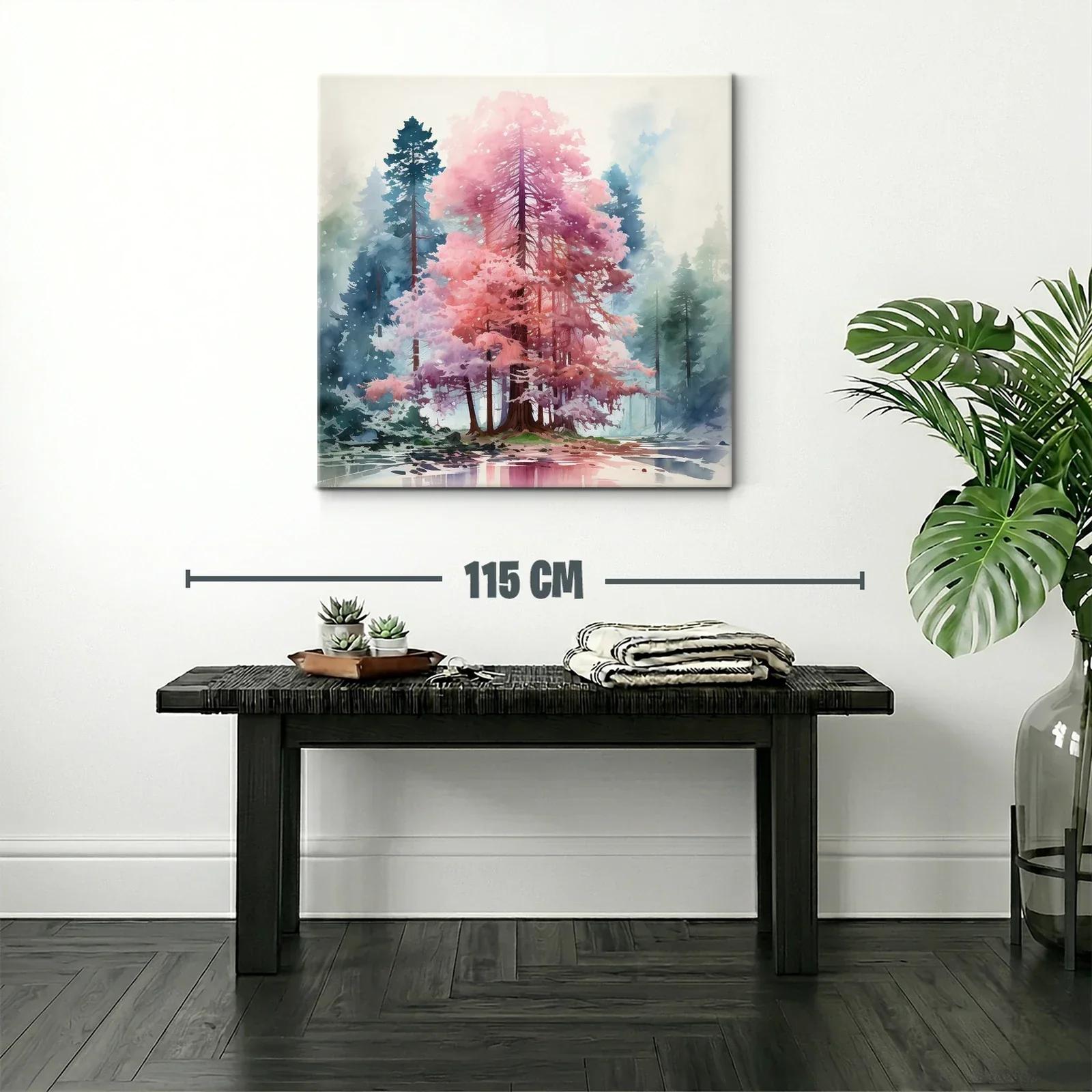 Árbol de tonos rosas y lilas en bosque nebuloso — miniatura 2