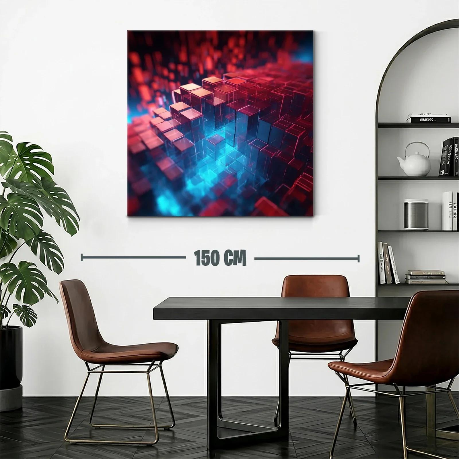 Composición abstracta de cubos translúcidos en azul y rojo — miniatura 2