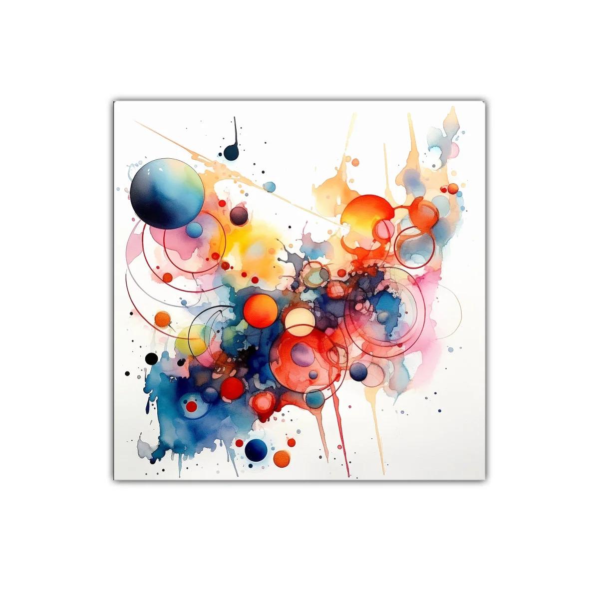 Cuadro colorido con círculos y manchas abstractas dinámicas — imagen principal