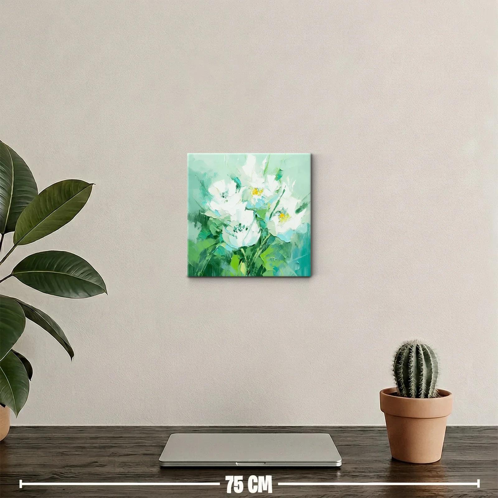 Cuadro floral con delicadas flores blancas y tonos verdes — miniatura 2