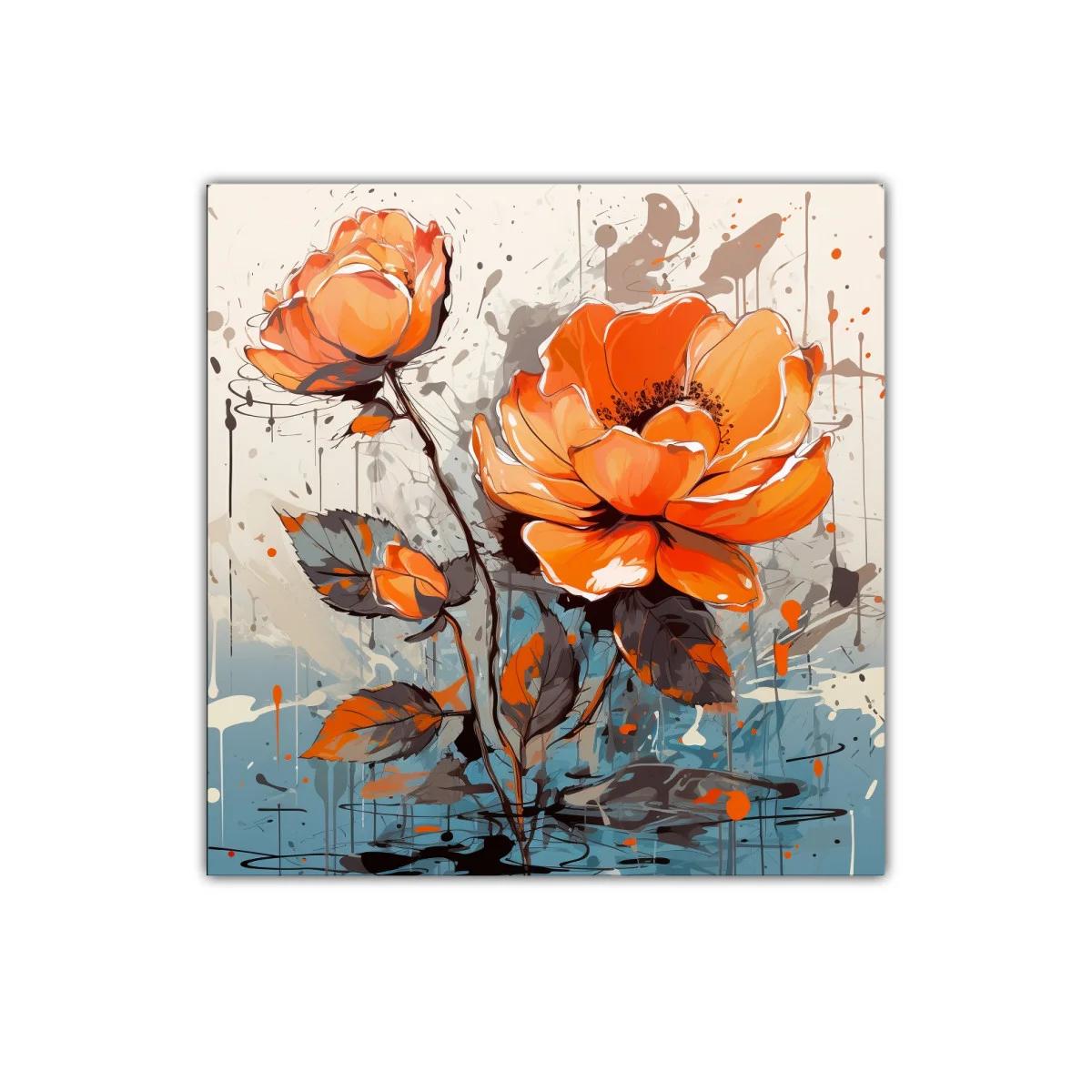 Cuadro decorativo con flores naranjas y estilo moderno — imagen principal