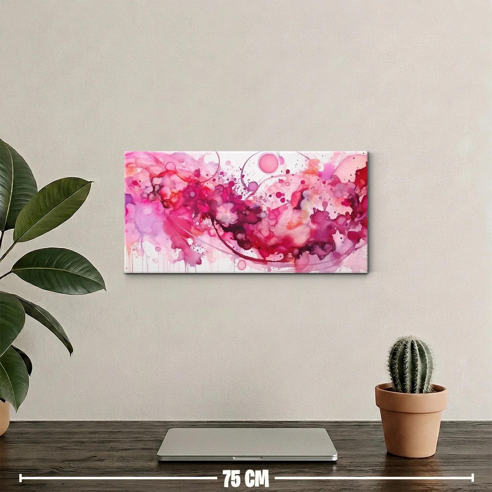 Cuadro abstracción fluida rosada con salpicaduras ondulantes — miniatura 2