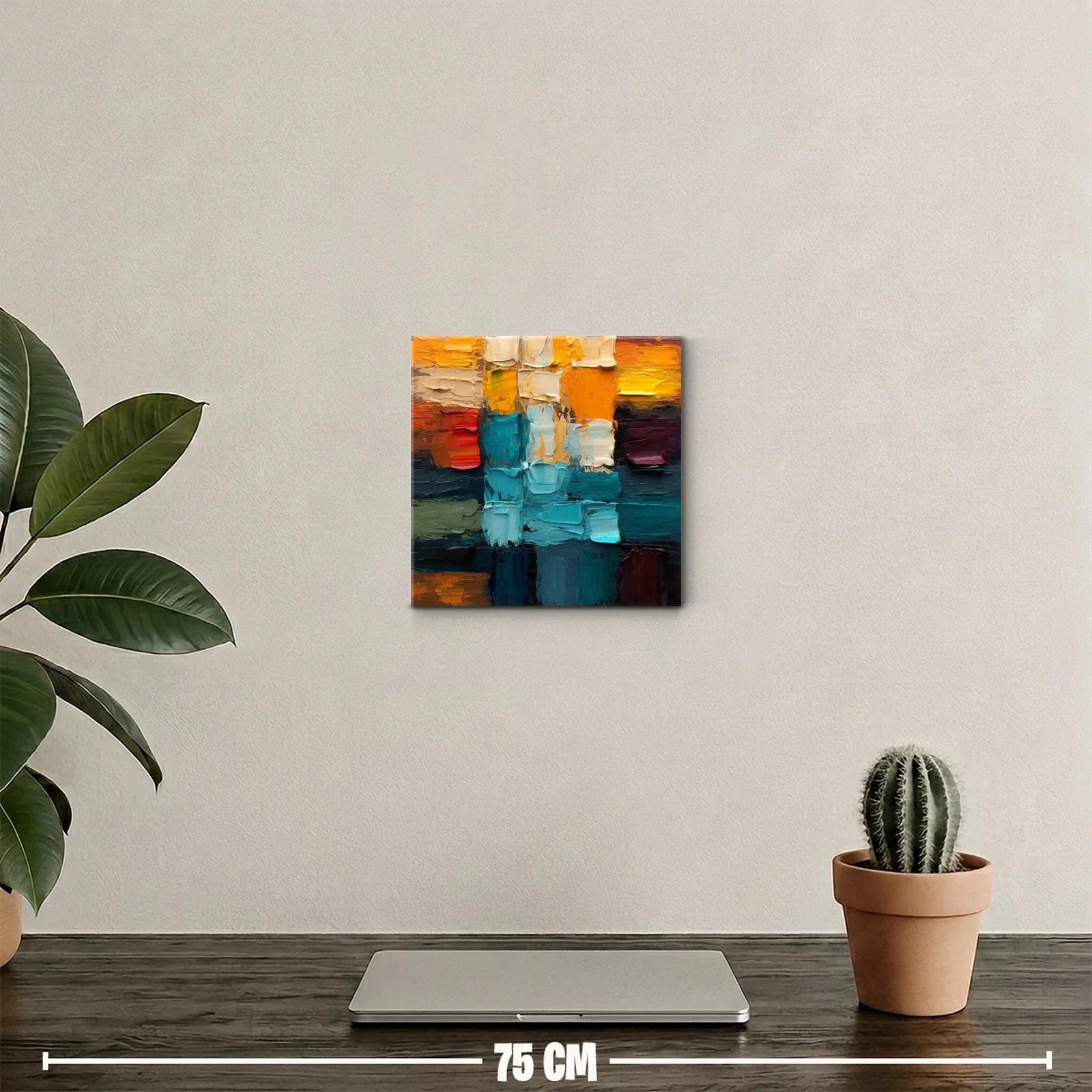 Composición abstracta en tonos cálidos y fríos vibrantes — miniatura 2