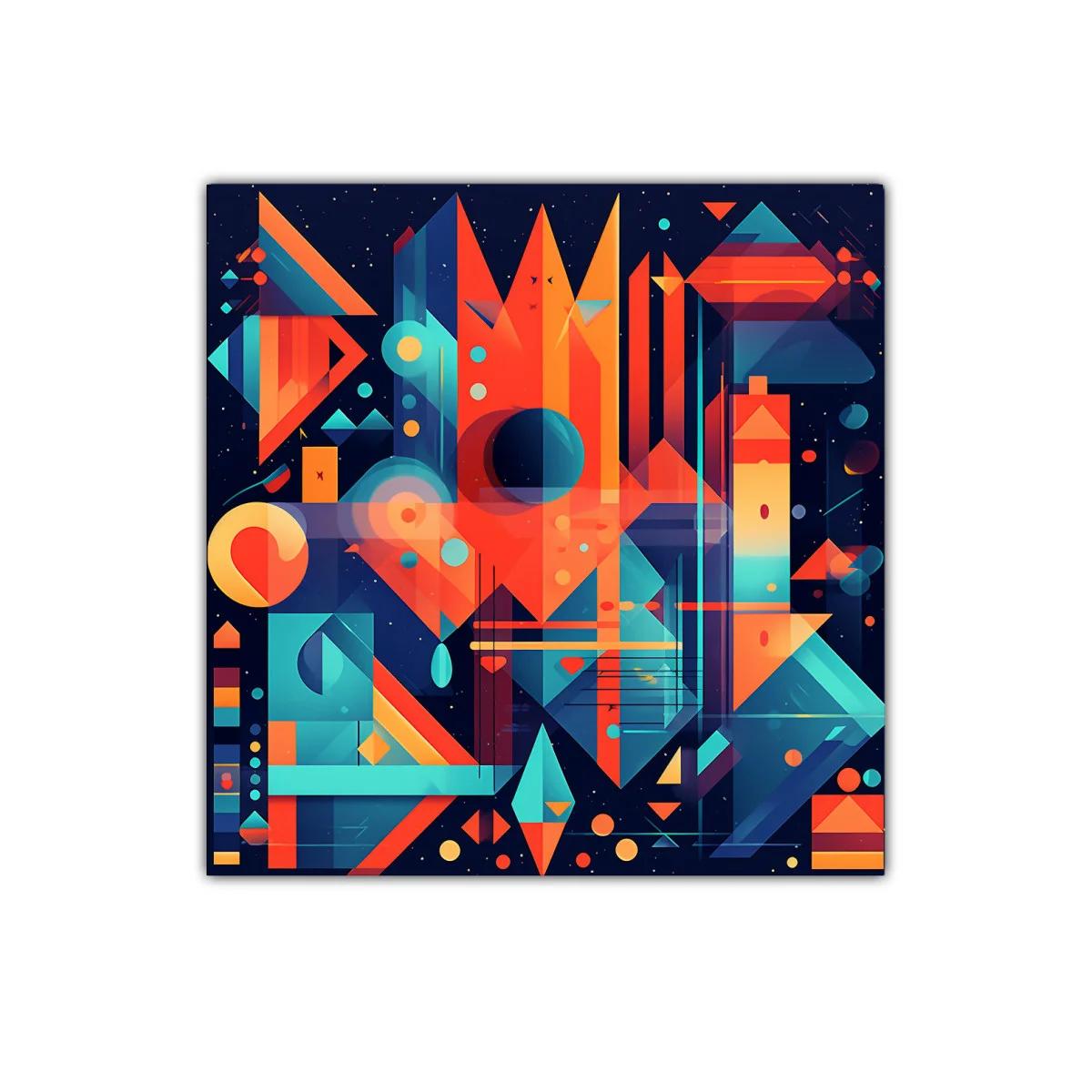 Cuadro abstracto con formas geométricas y tonos cálidos — imagen principal