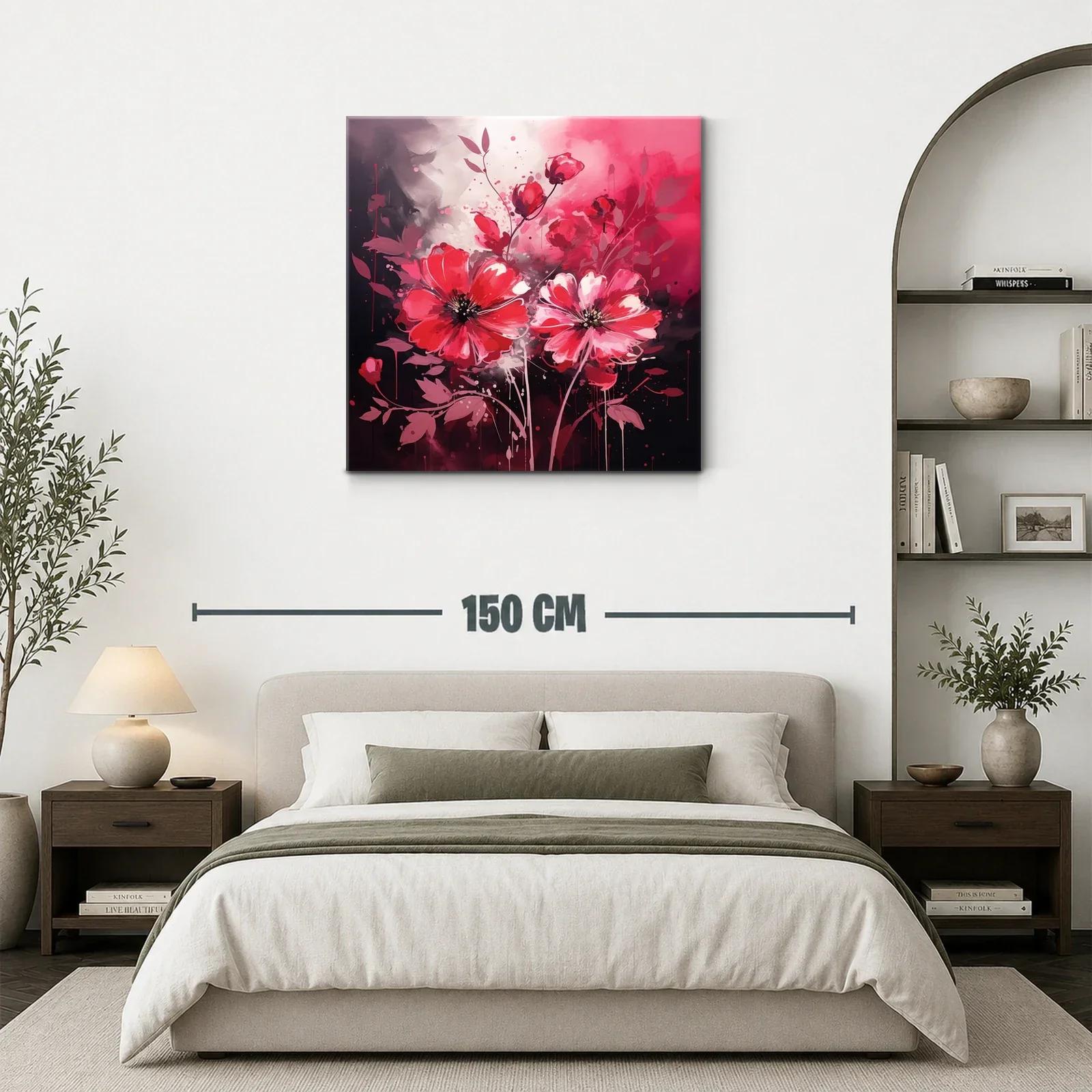 Flores vibrantes en tonos rojos y rosas con fondo oscuro — miniatura 3