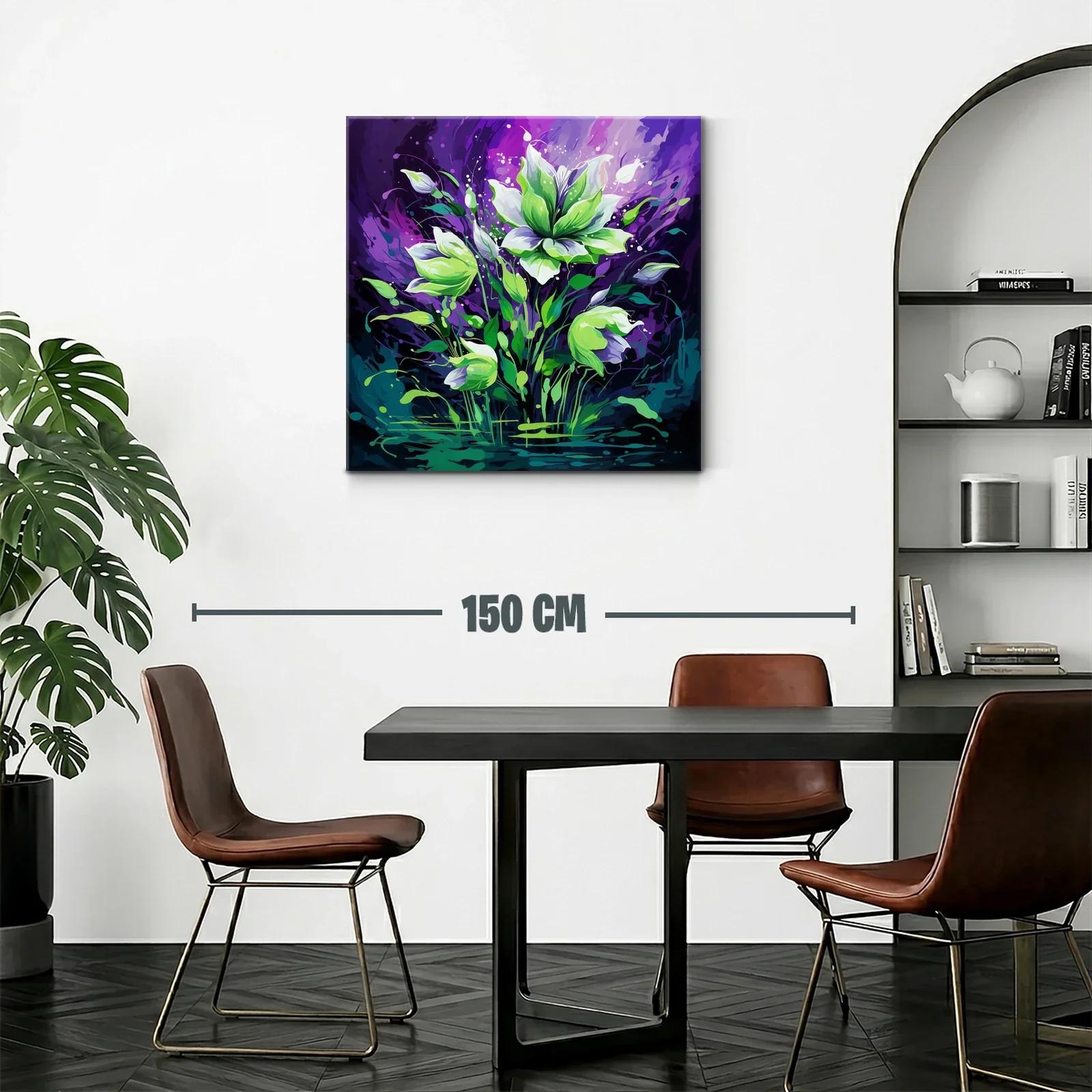Flores vibrantes en tonos verdes y púrpuras — miniatura 2