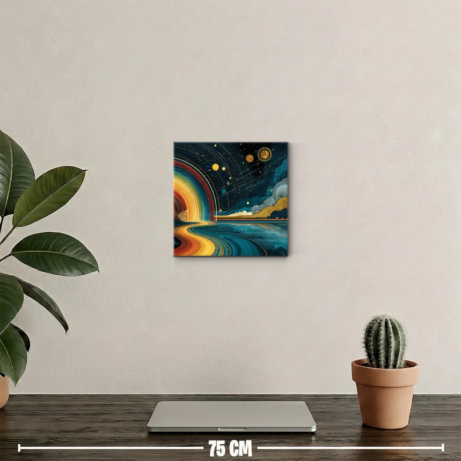 Paisaje cósmico con camino dorado y cielo estrellado — miniatura 2