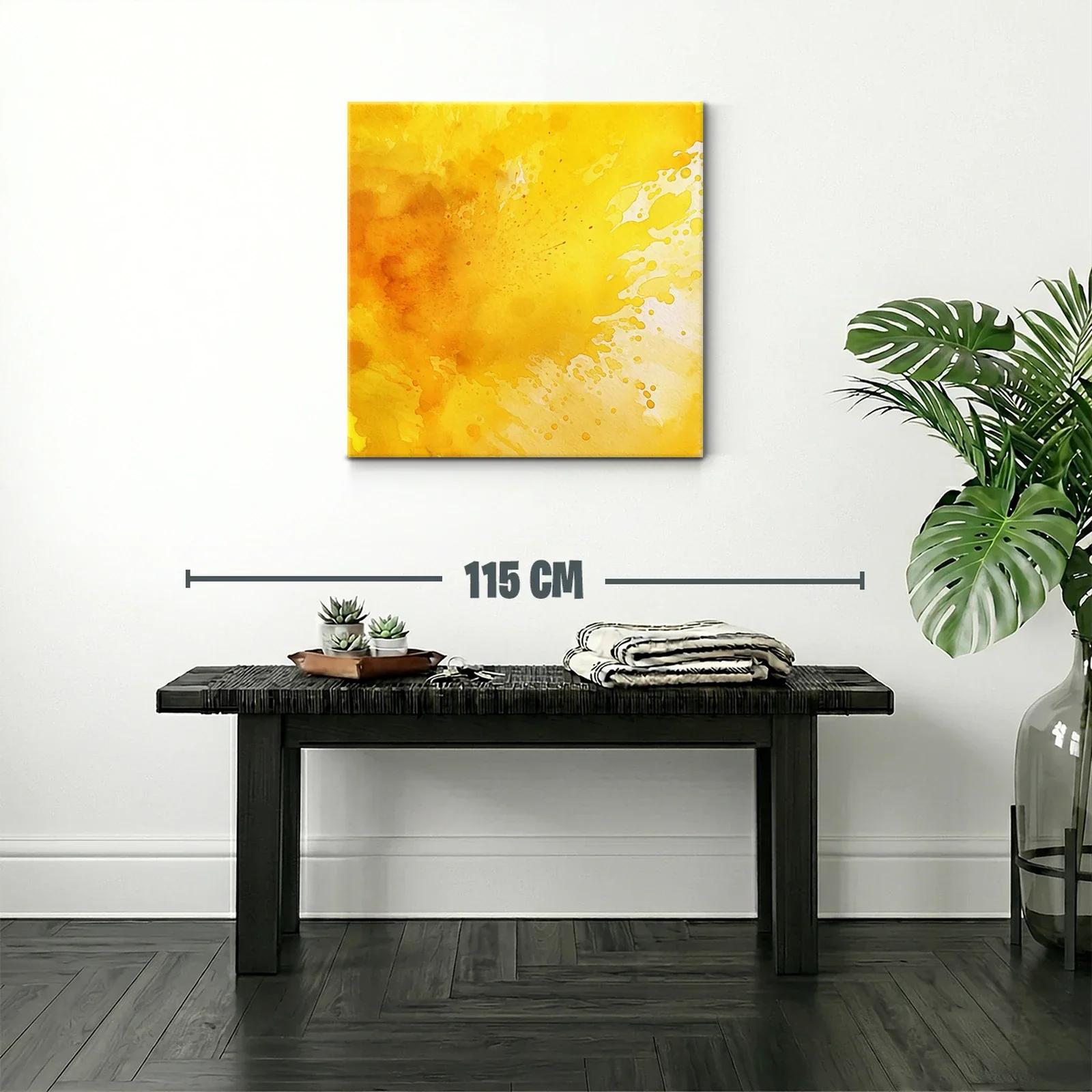 Cuadro abstracto en tonos cálidos amarillos y naranjas — miniatura 2