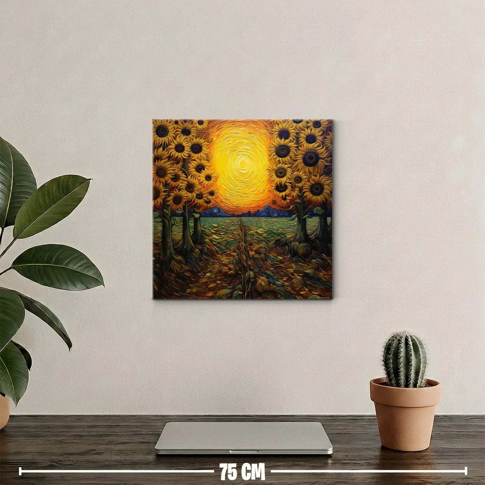 Atardecer vibrante con girasoles en campo abierto — miniatura 2