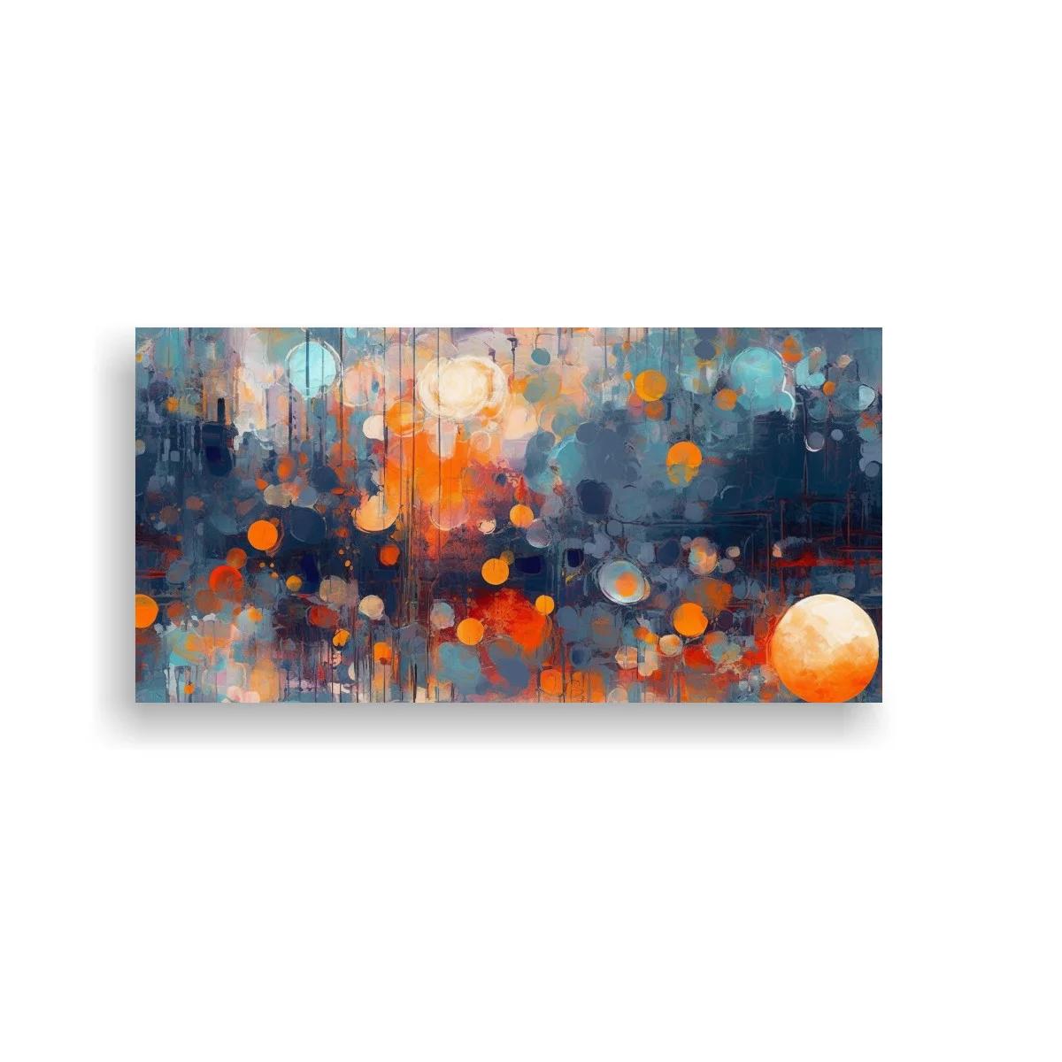 Cuadro luces urbanas abstractas con contraste azul y naranja — imagen principal