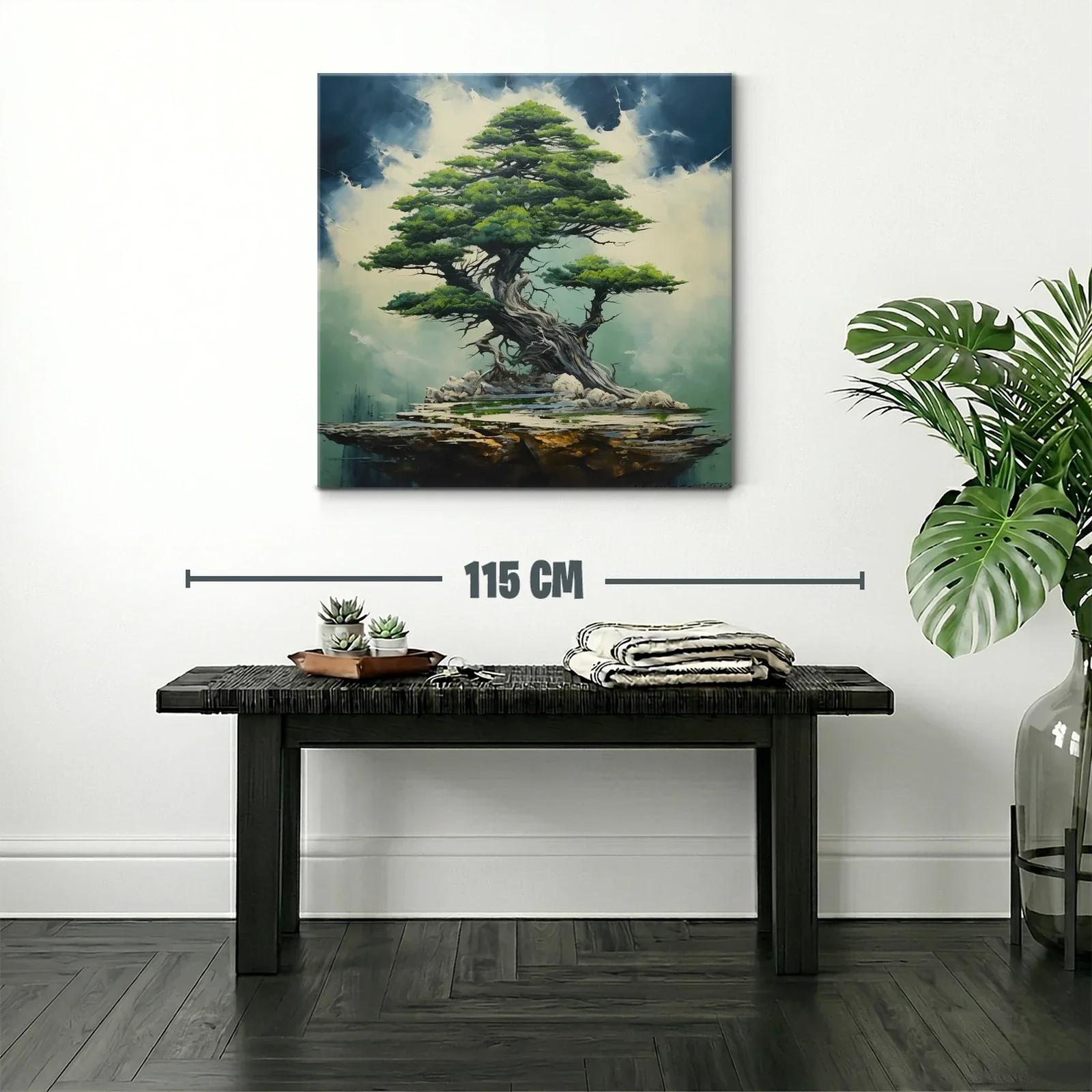 Árbol majestuoso sobre piedra con tonos verdes y azules — miniatura 2