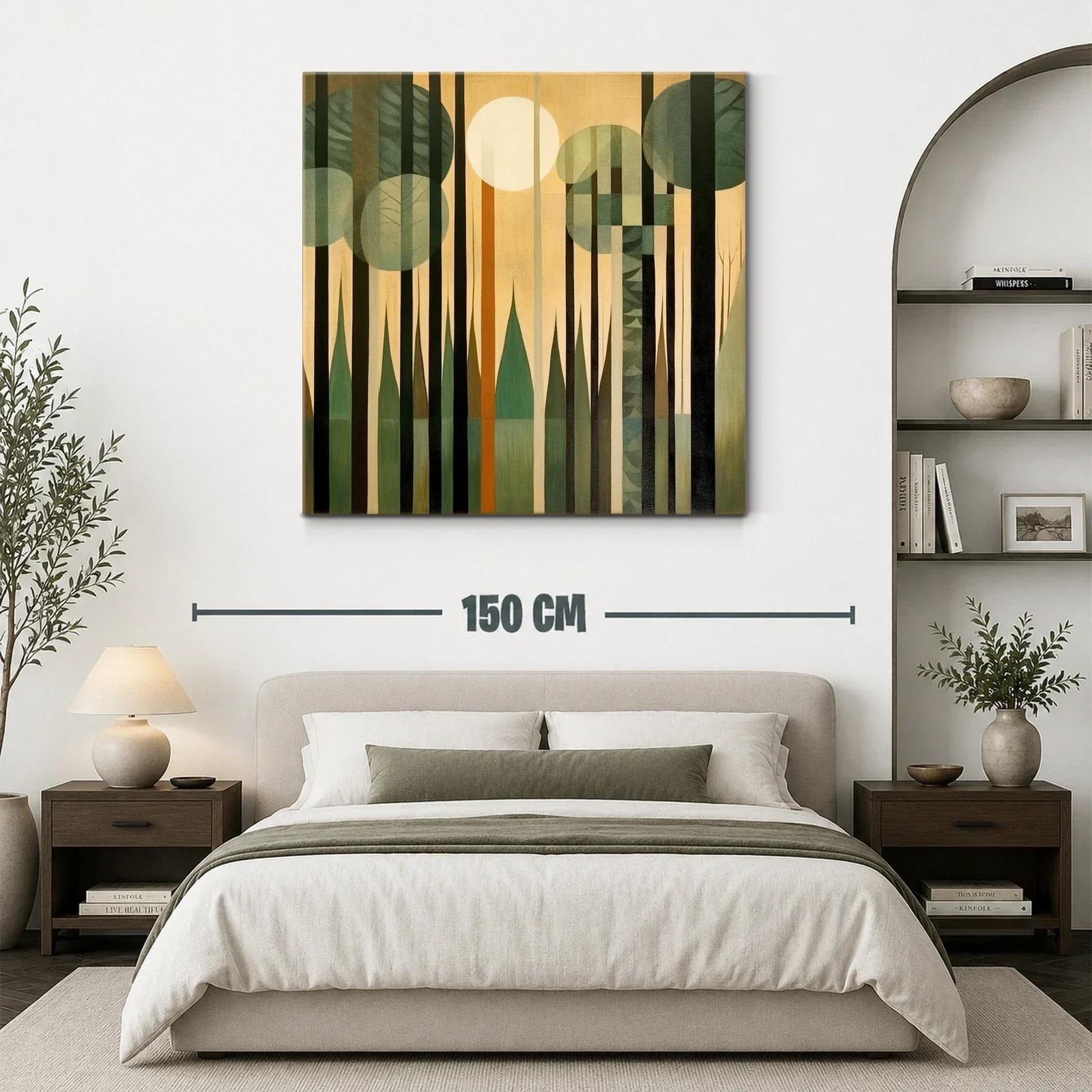 Bosque geométrico en tonos verdes y ocres cálidos — miniatura 3
