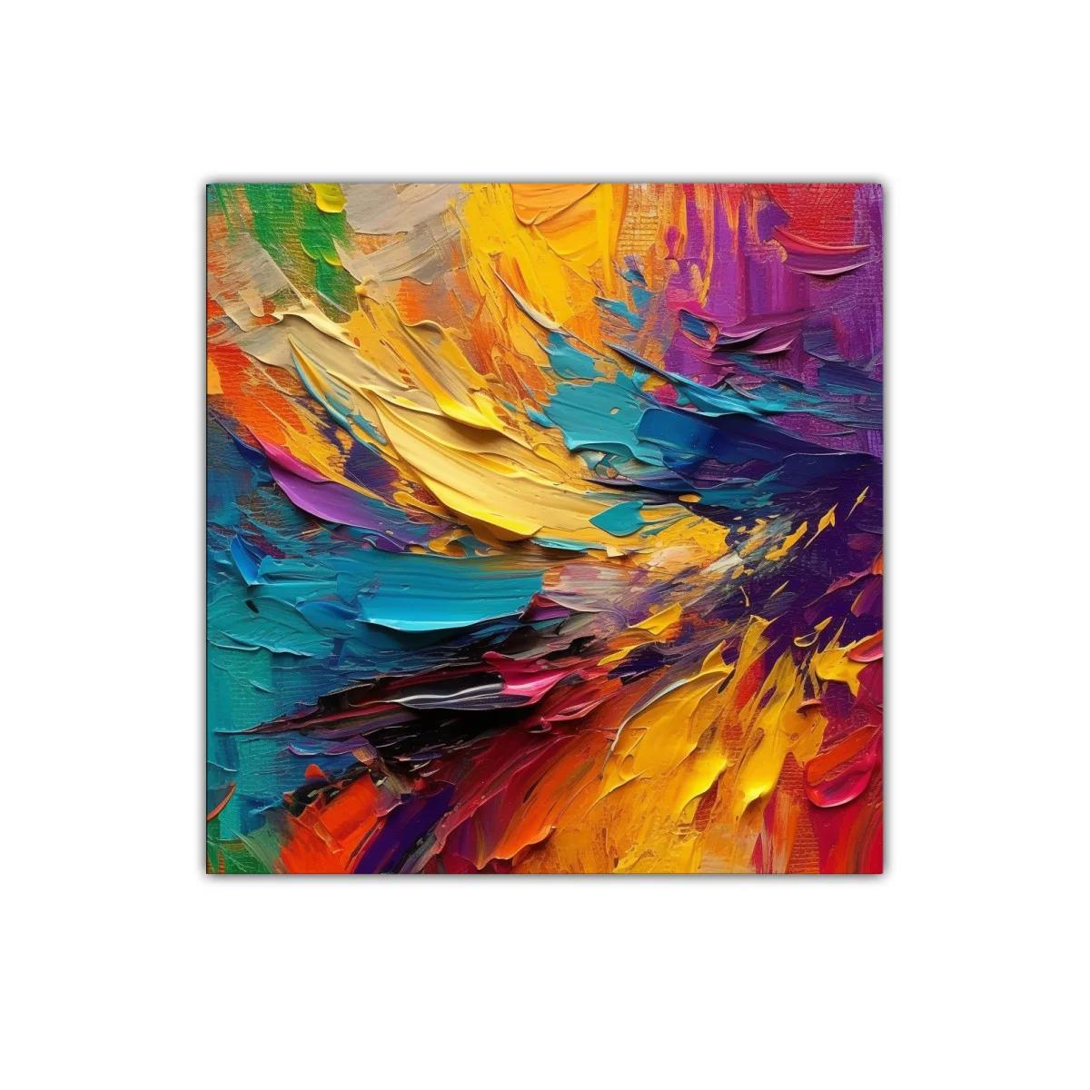 Cuadro vibrante con explosión de colores intensos y textura