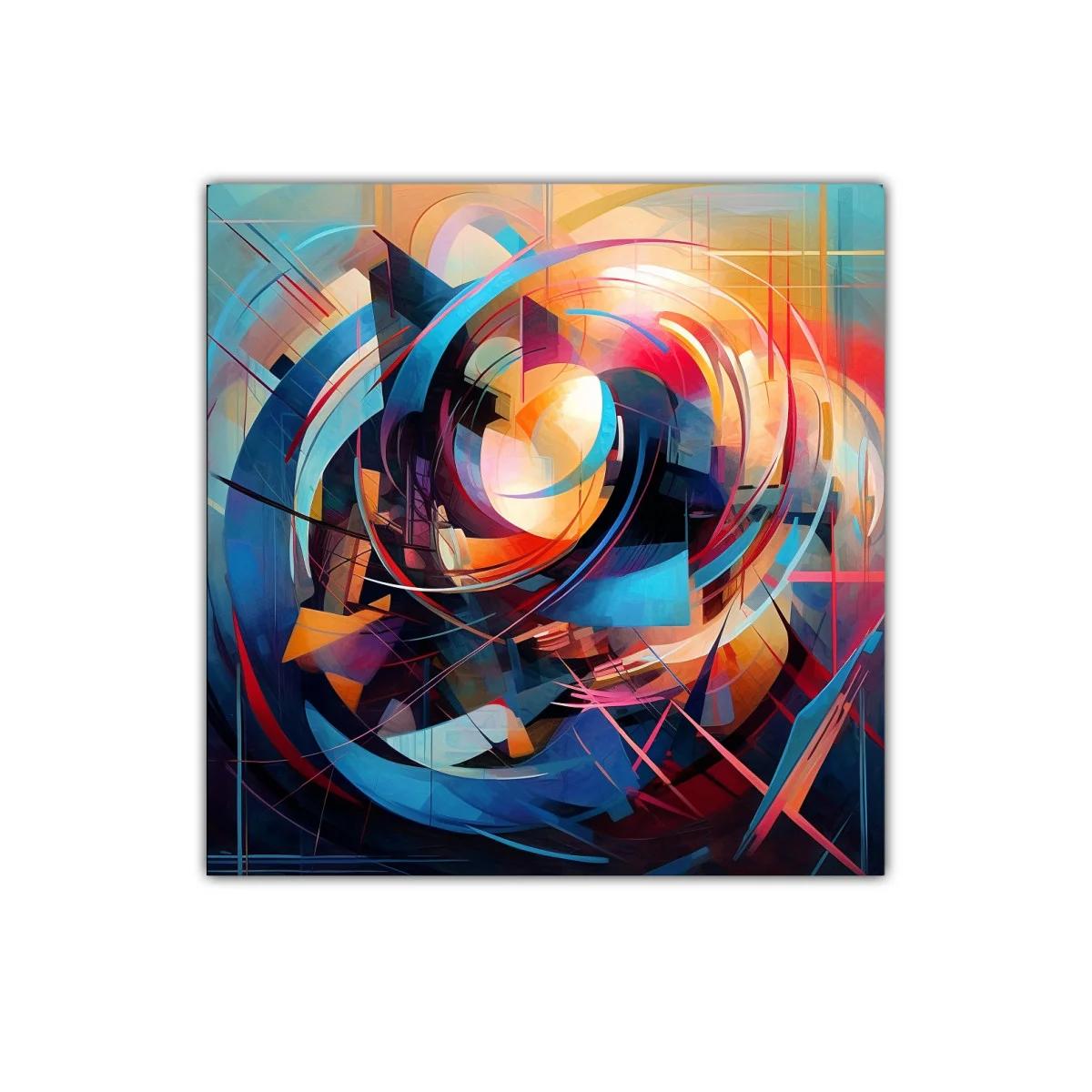 Cuadro abstracto con composición dinámica y colores vibrantes